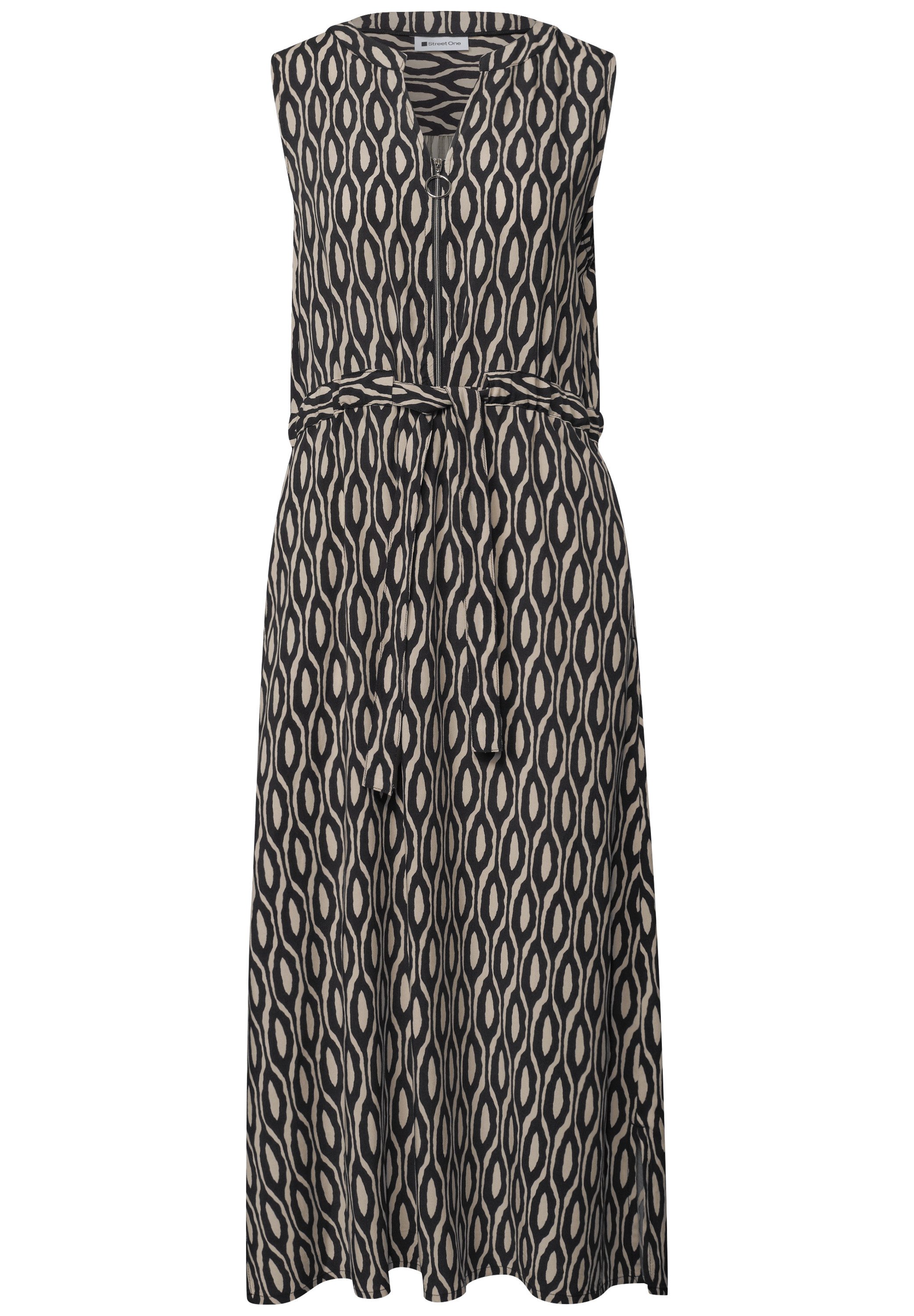 STREET ONE Midikleid Sommerkleid mit grafischem Muster/Split Neck mit Zipperdetail – Bild 4 von 5