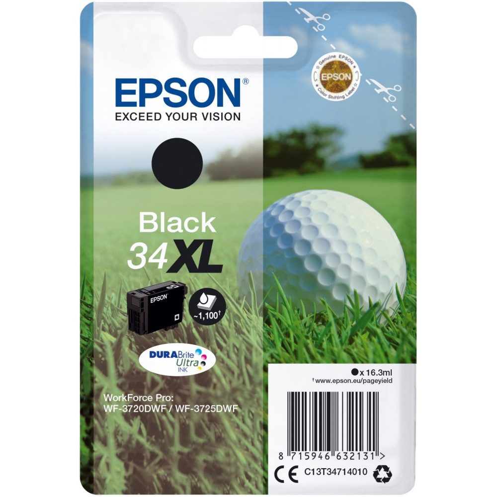 Epson Epson 34XL DURABrite Ultra Tintenpatrone schwarz Druckzubehör Tintenpatrone (Original, Pigmenttinte: wisch- und wasserfest)