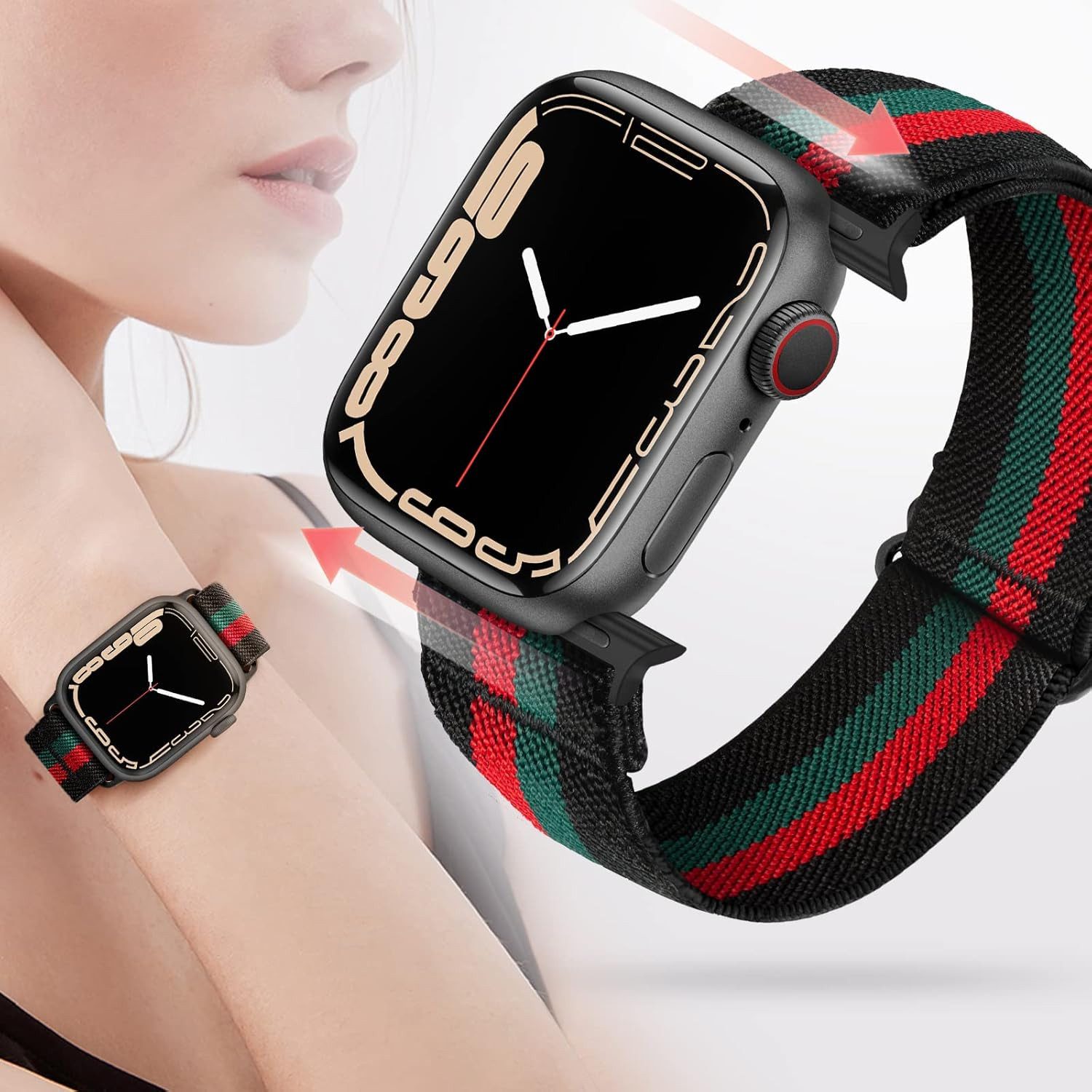 ibettertec Smartwatch-Armband Geflochtenes Armband Kompatibel mit Apple Watch für Damen Herren