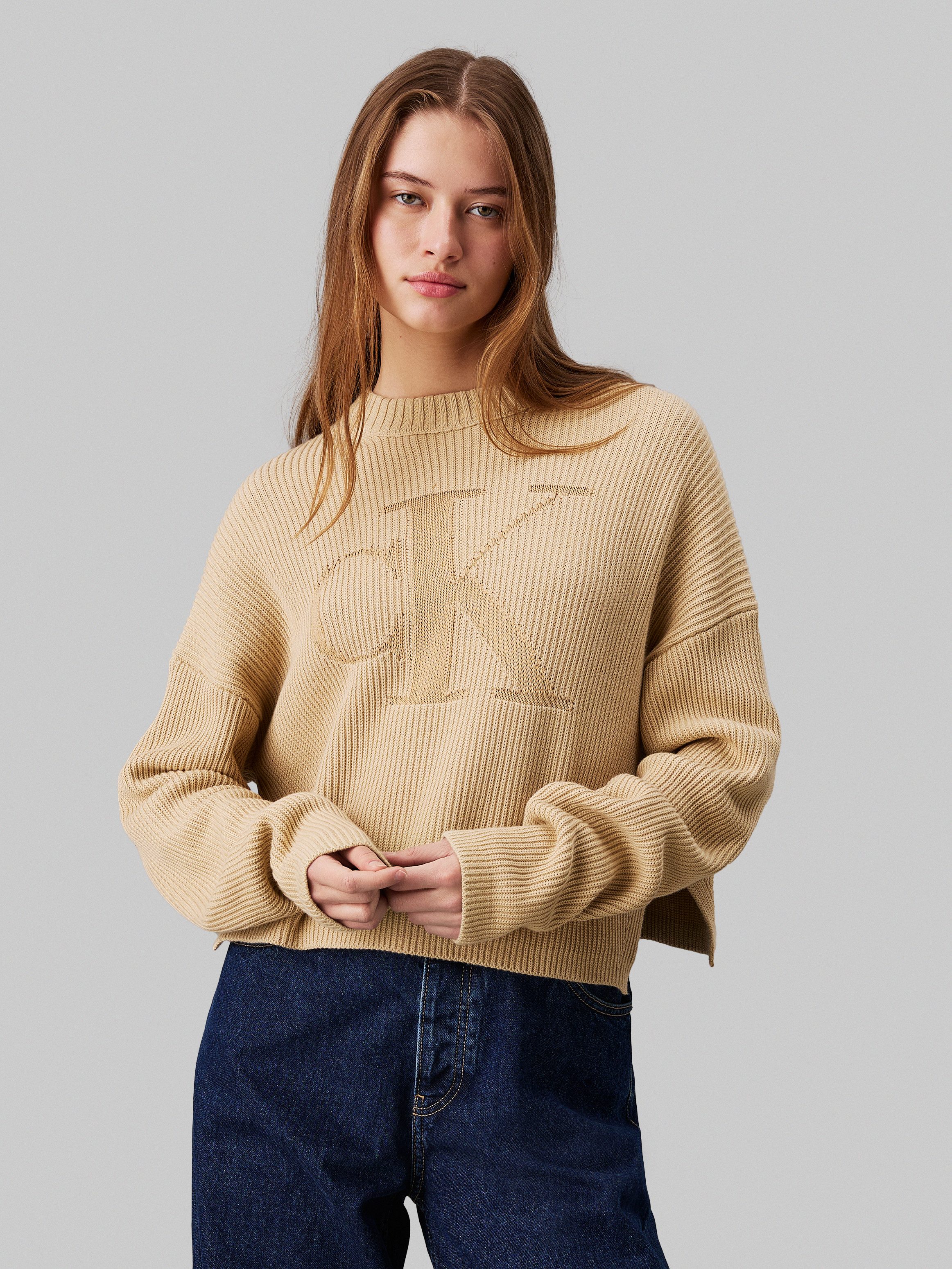 Calvin Klein Jeans Stehkragenpullover LOGO INTARSIA günstig online kaufen