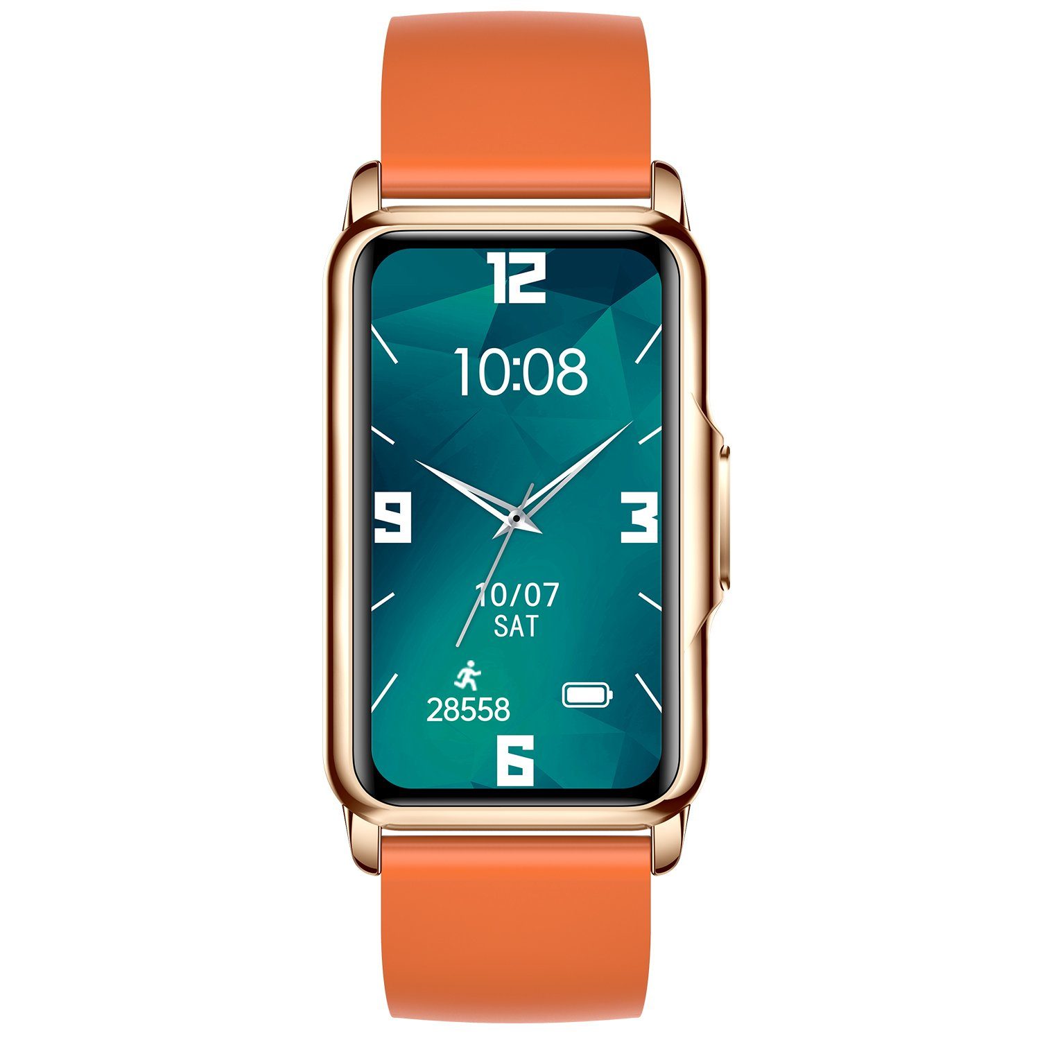 Damen cm), Gesundheitsfunktionen iOS Orange Watch, Haiaveng Smart Zoll, (3,73 Smartwatch Fitness Schwarz Android + und Smartwatch cm/1,47 Damen Tracker, Uhr, Fitness