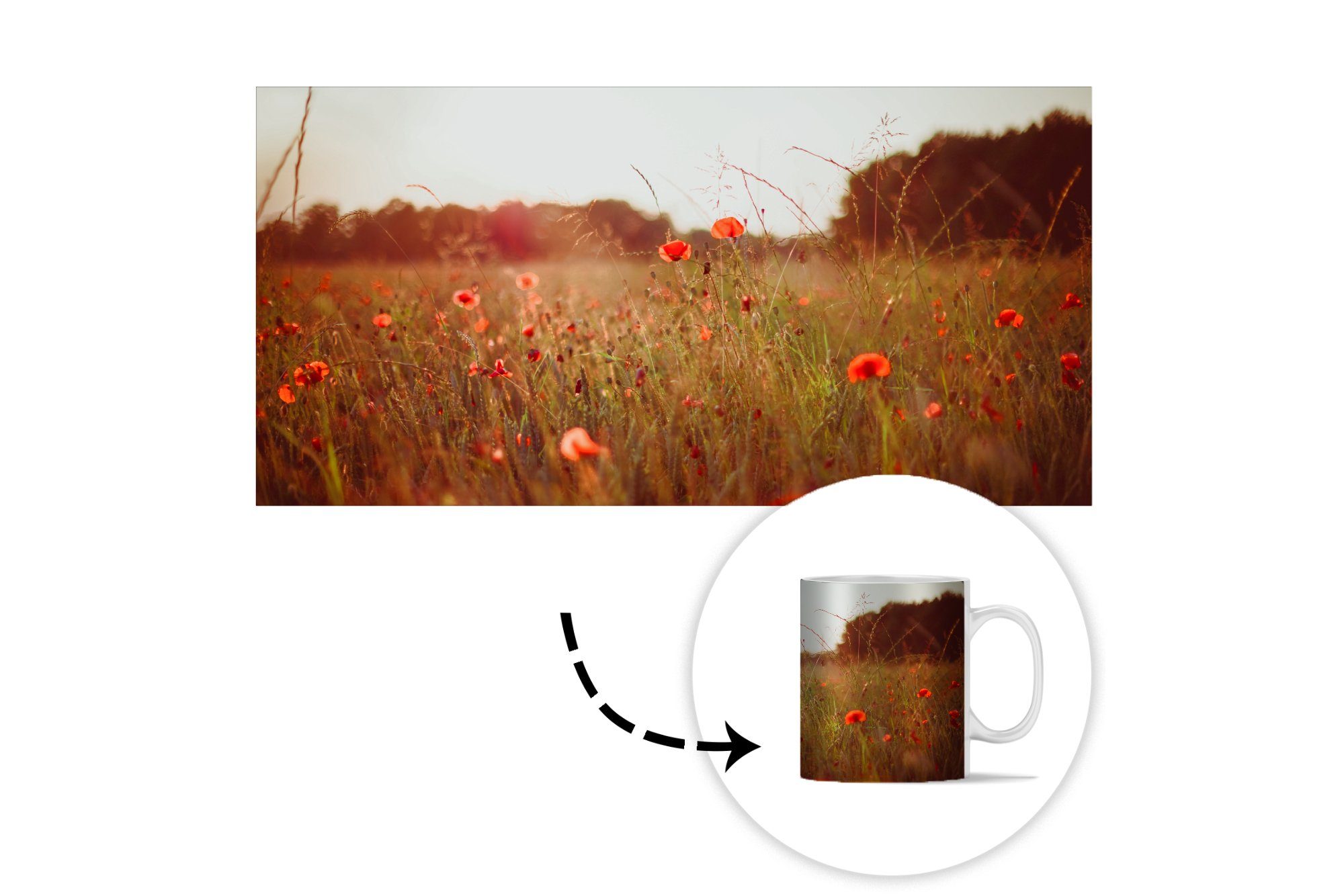 Geschenk Teetasse, Tasse - Blumen Keramik, MuchoWow Teetasse, Becher, Kaffeetassen, - Sonnenuntergang Rot,