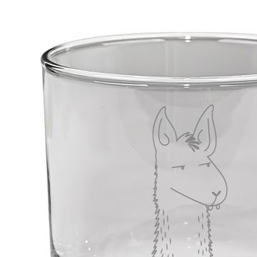 Mr. & Mrs. Panda Whiskyglas Lamakopf Genervt - Transparent - Geschenk, Whiskeyglas mit Spruch, Wh, Premium Glas, Zeitloses Design