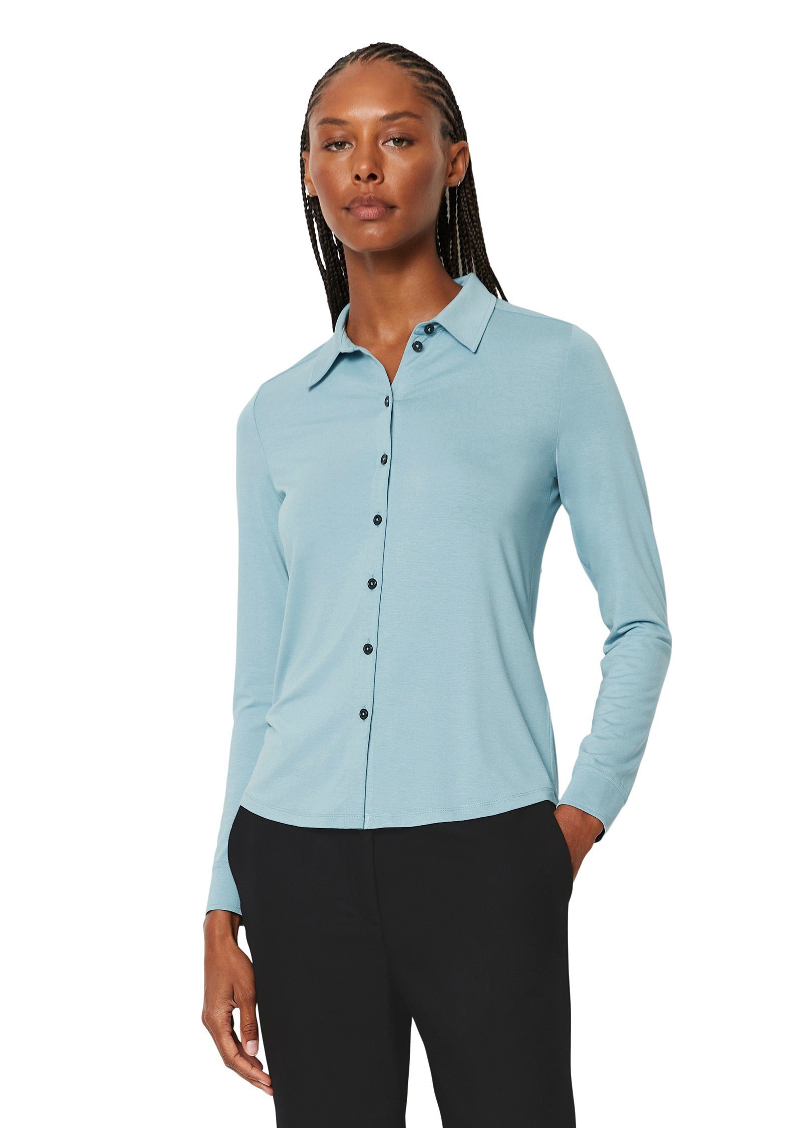 Marc O'Polo Blusenshirt aus LENZING™ ECOVERO™ blau