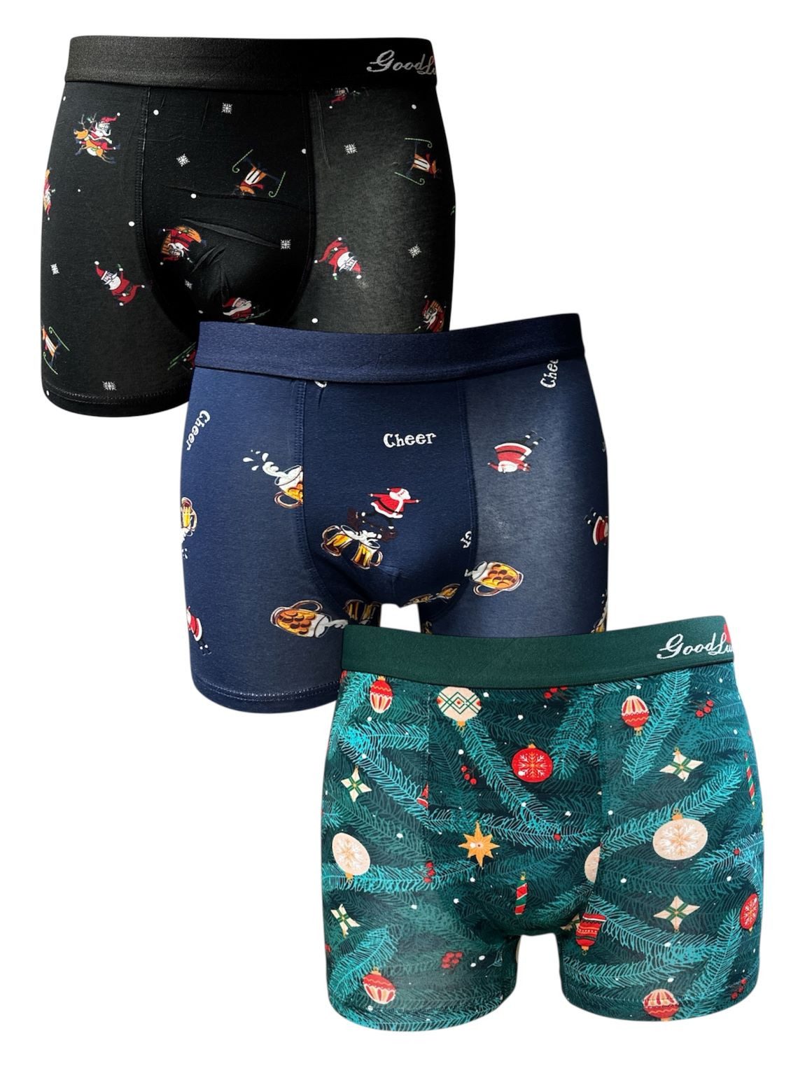 Toker Collection® Boxershorts Weihnachts Boxershort 3er Pack bunter Mix, M - 2 XL, Baumwolle (Packung, 3er Pack) mit Weihnachtsmotiv