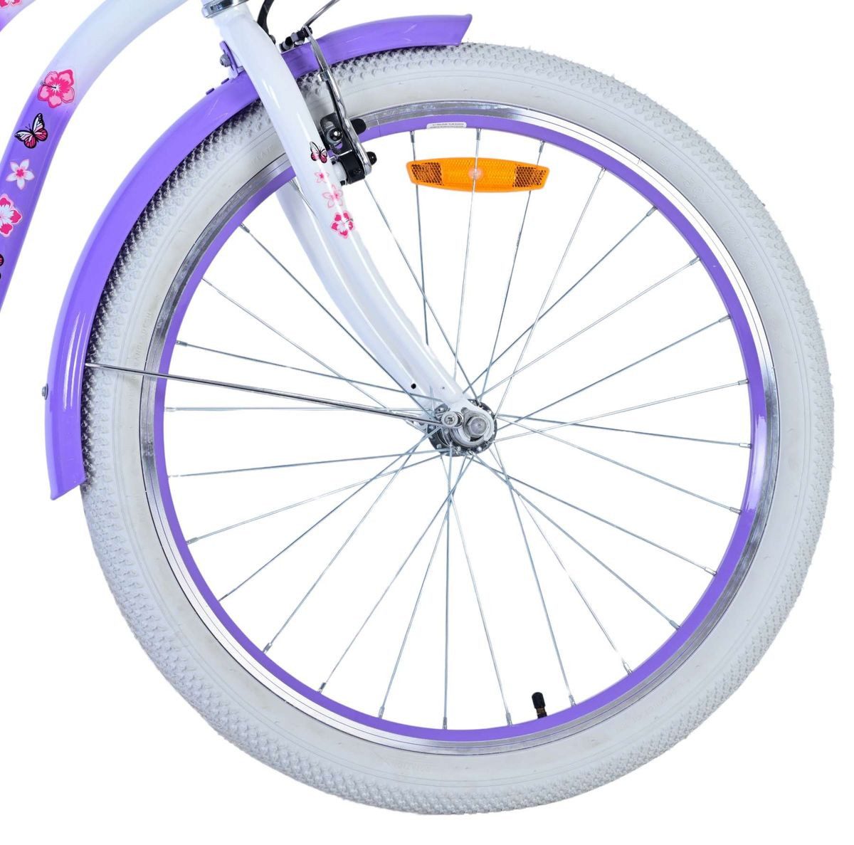 Volare 24-inch children's bicycle, girls' bike, LOVELY purple 24123, 1 gear, coaster brake, basket, kickstand, luggage rack, mudguards