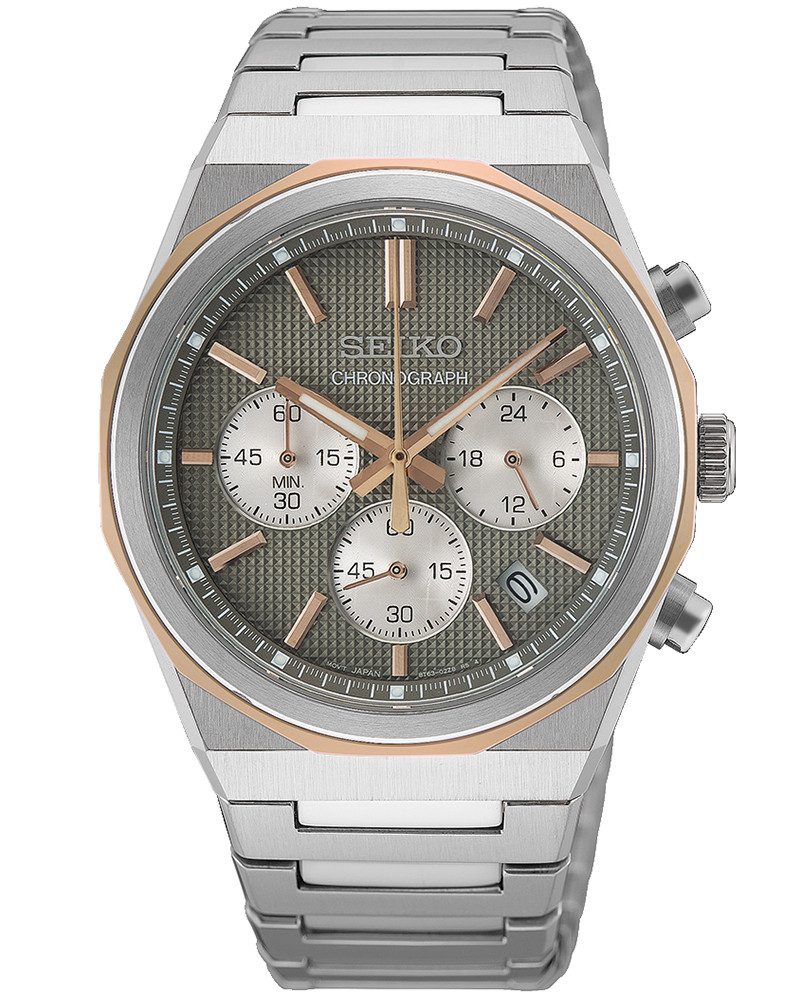 Seiko Chronograph HGK002P1, Quarzuhr, Armbanduhr, Herrenuhr, Edelstahlarmband, analog, Tag