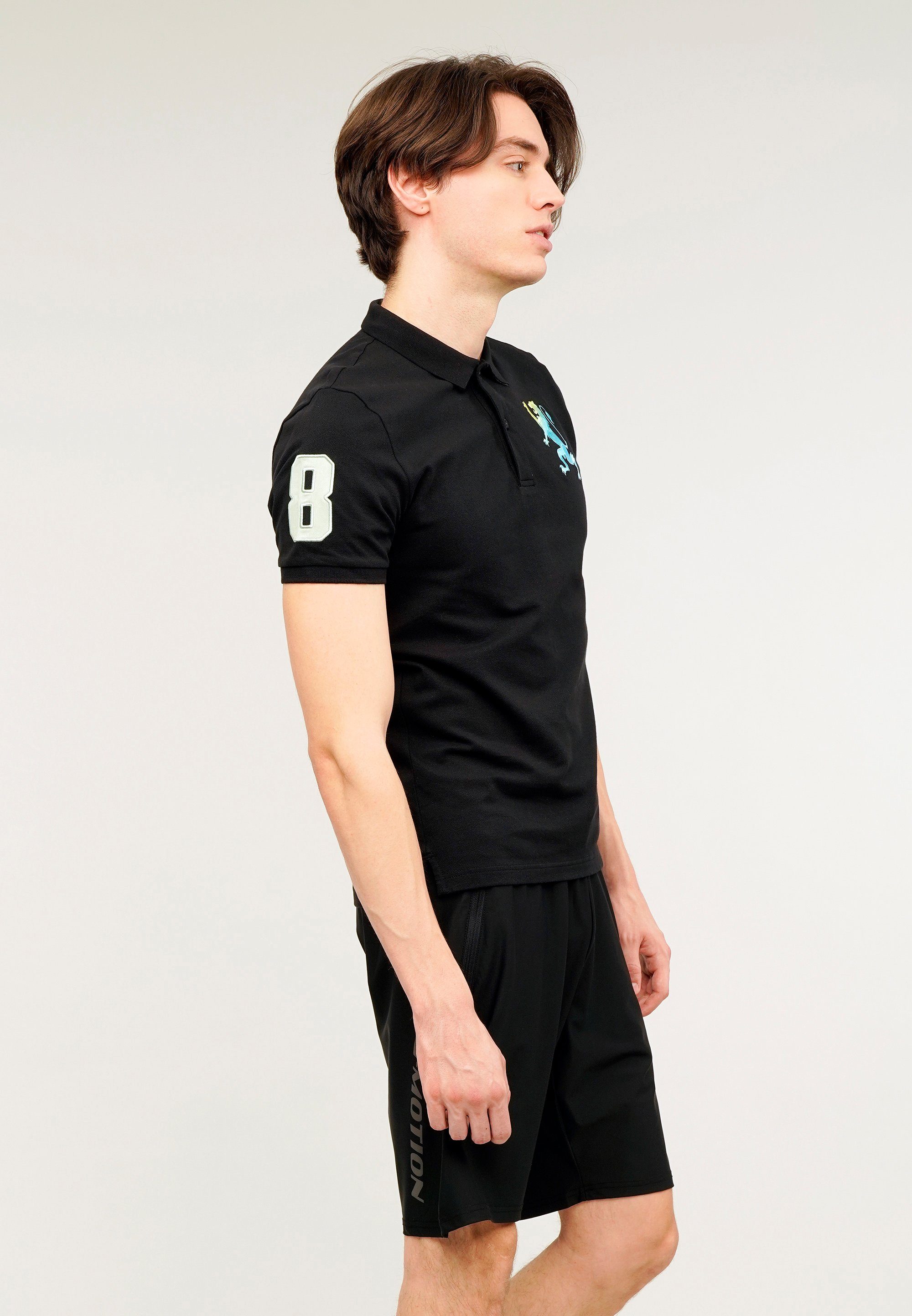 Poloshirt schwarz mit Stickerei Lion GIORDANO toller 3D