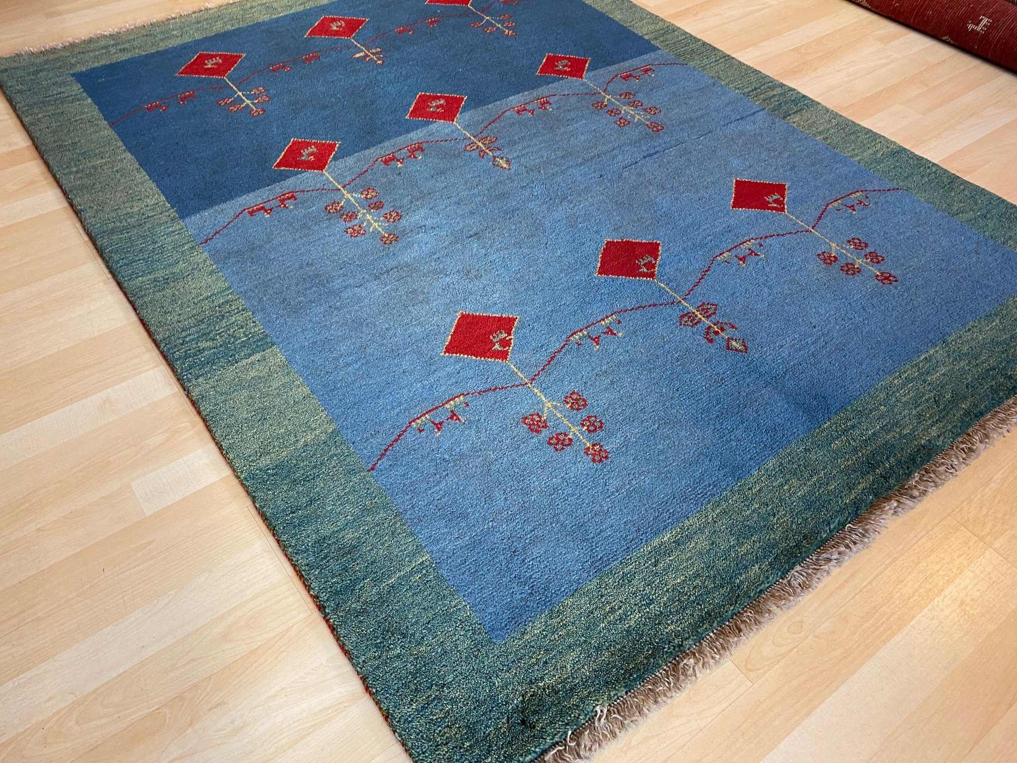Hozi Teppich, Gabbeh Wollteppich Einzelstück Unikat mit Handknüpft, Zertifikat Orientteppich Handgeknüpft Morgenlandbazar, Perser 195×148