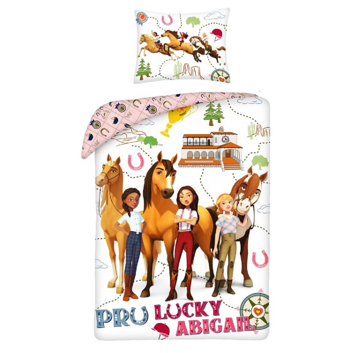 DREAMWORKS Spirit RIDING FREE Bettwäsche Set aus Baumwolle Deckenbezug 140 × 200 cm mit 70 × 90 cm Kissenbezug, Baumwolle, 2 teilig