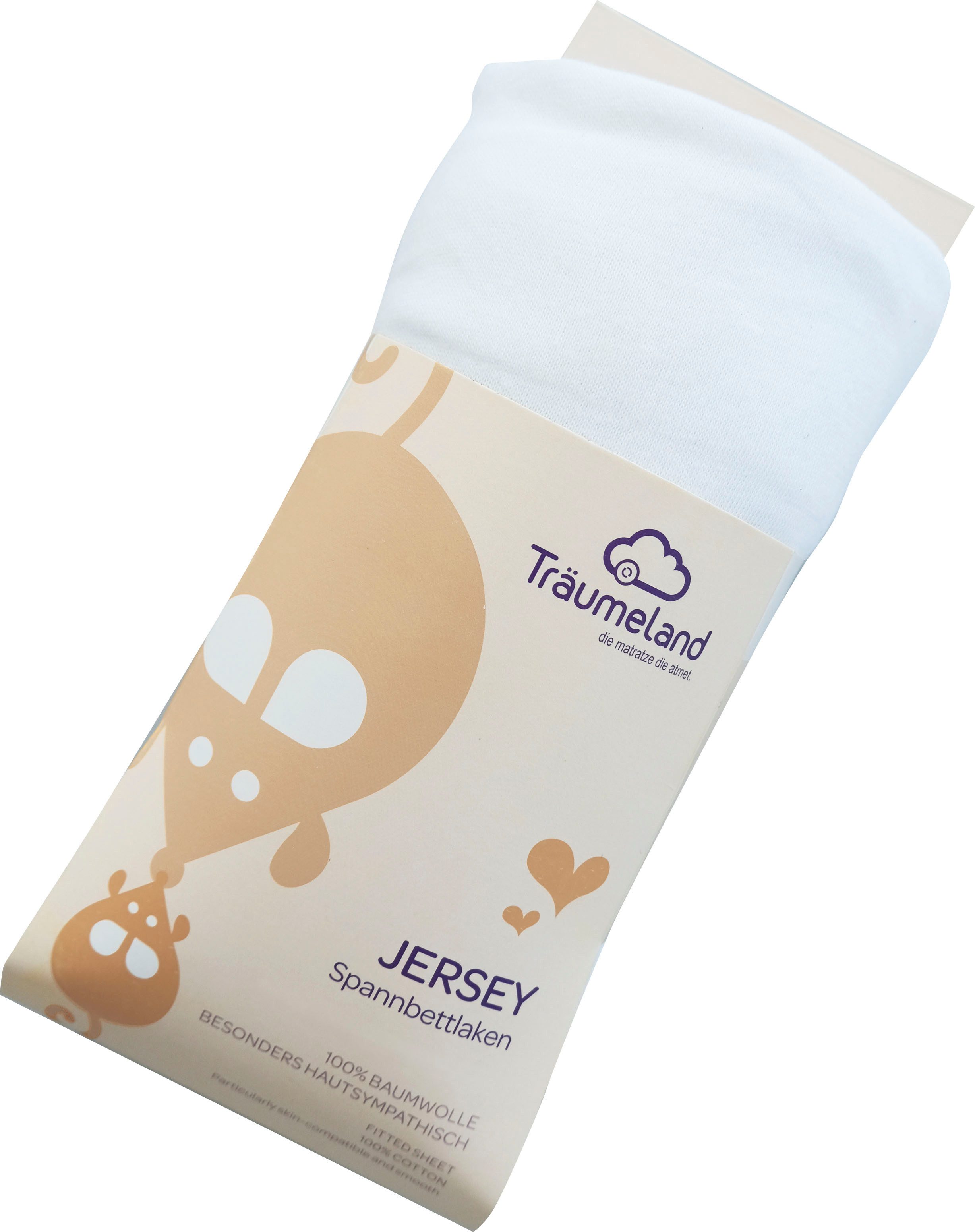 Träumeland Bettlaken kuschelweiches Spannbetttuch Jersey, Jersey, Gummizug: rundum, (1 Stück), aus 100% kuscheliger Baumwolle