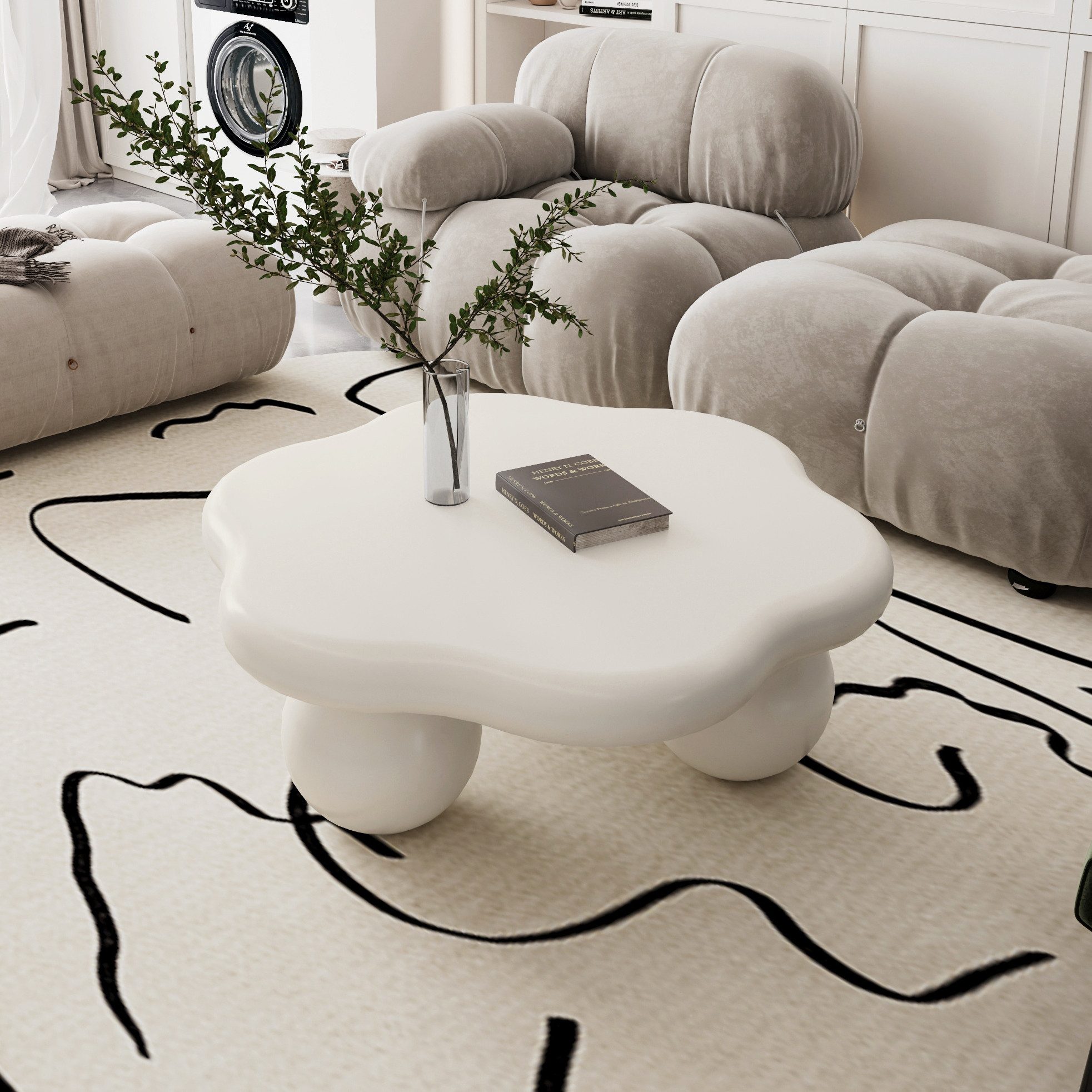 Celya Couchtisch wolkenförmige, moderne minimalistische Leuchte (mit kugelförmigen Beinen, Platzsparendes Design), ideal für Apartments, Schlafzimmer, Balkone oder Kinderzimmer