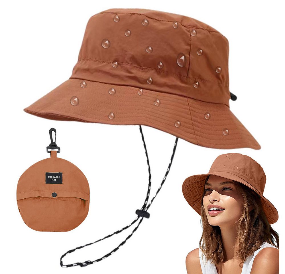 MOPUEA Sonnenhut Sonnenhut Unisex Damen- und Herren-Anglerhut (1 Stück) UV Schutz (1-St., khaki/brau/grün/lila) Faltbarer wasserdichter Fischerhut mit breiter Krempe für Sommer Regen