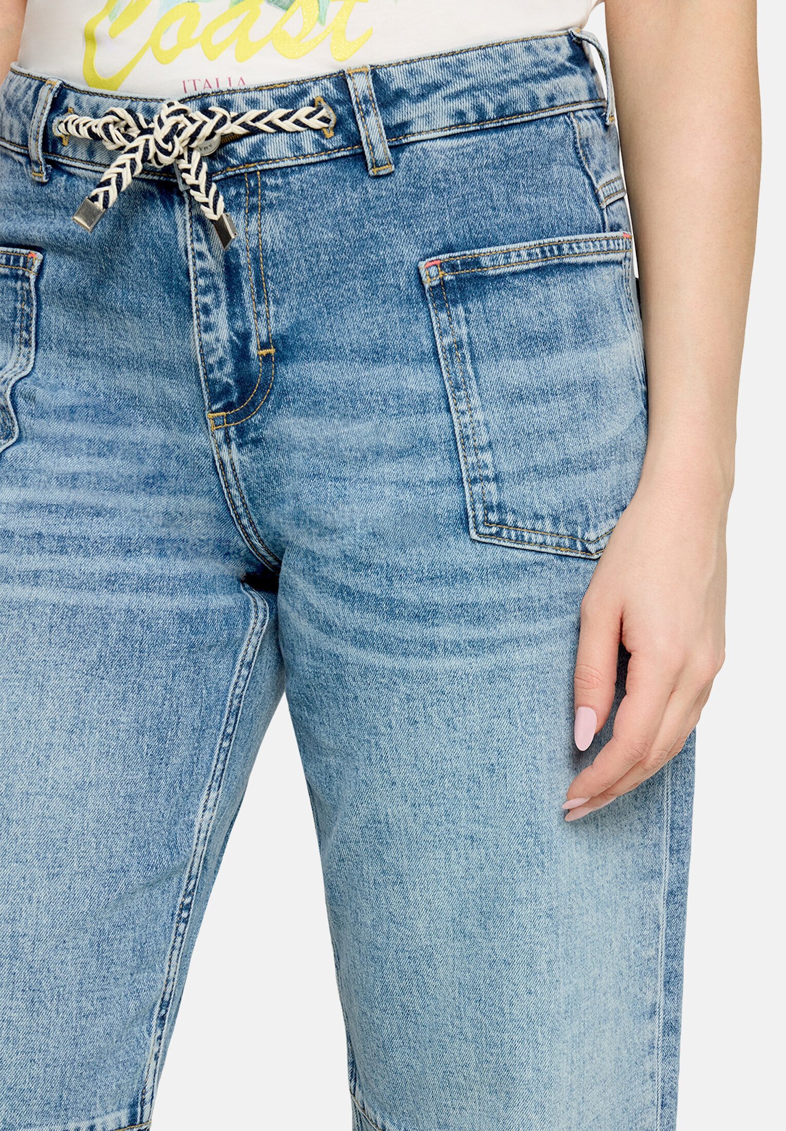 Cartoon Ankle-Jeans Damen mit Bindegürtel