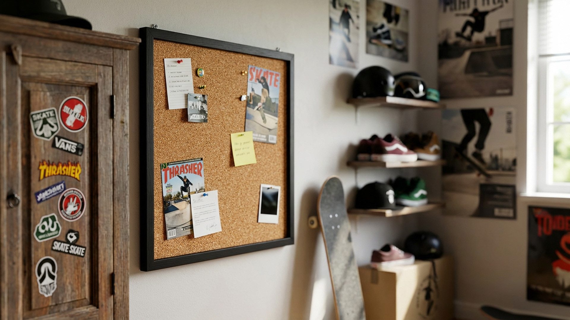 ALLboards Pinnwand ALLboards Pinnwand mit Farbigem Holz Rahmen Korktafel