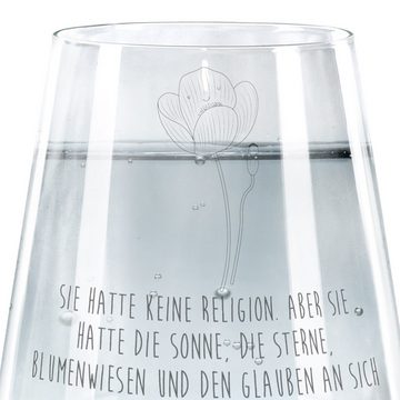 Mr. & Mrs. Panda Glas Blume Mohnblume - Transparent - Geschenk, Spülmaschinenfeste Trinkgls, Premium Glas, Elegantes Design