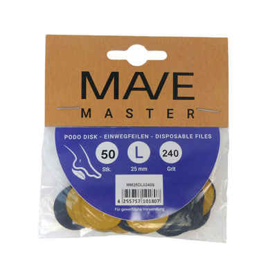 MAVE Pediküreaufsatz MAVE Master Ersatzpads für Podo DISK ø25 mm L – 240 Grit, 50-St., Durchmesser von 25 mm in der Größe L