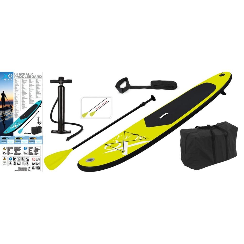 XQMAX XQ Max Stand-up-Paddle-Board 285 cm Aufblasbar Limettengrün & Schwarz SUP-Paddel