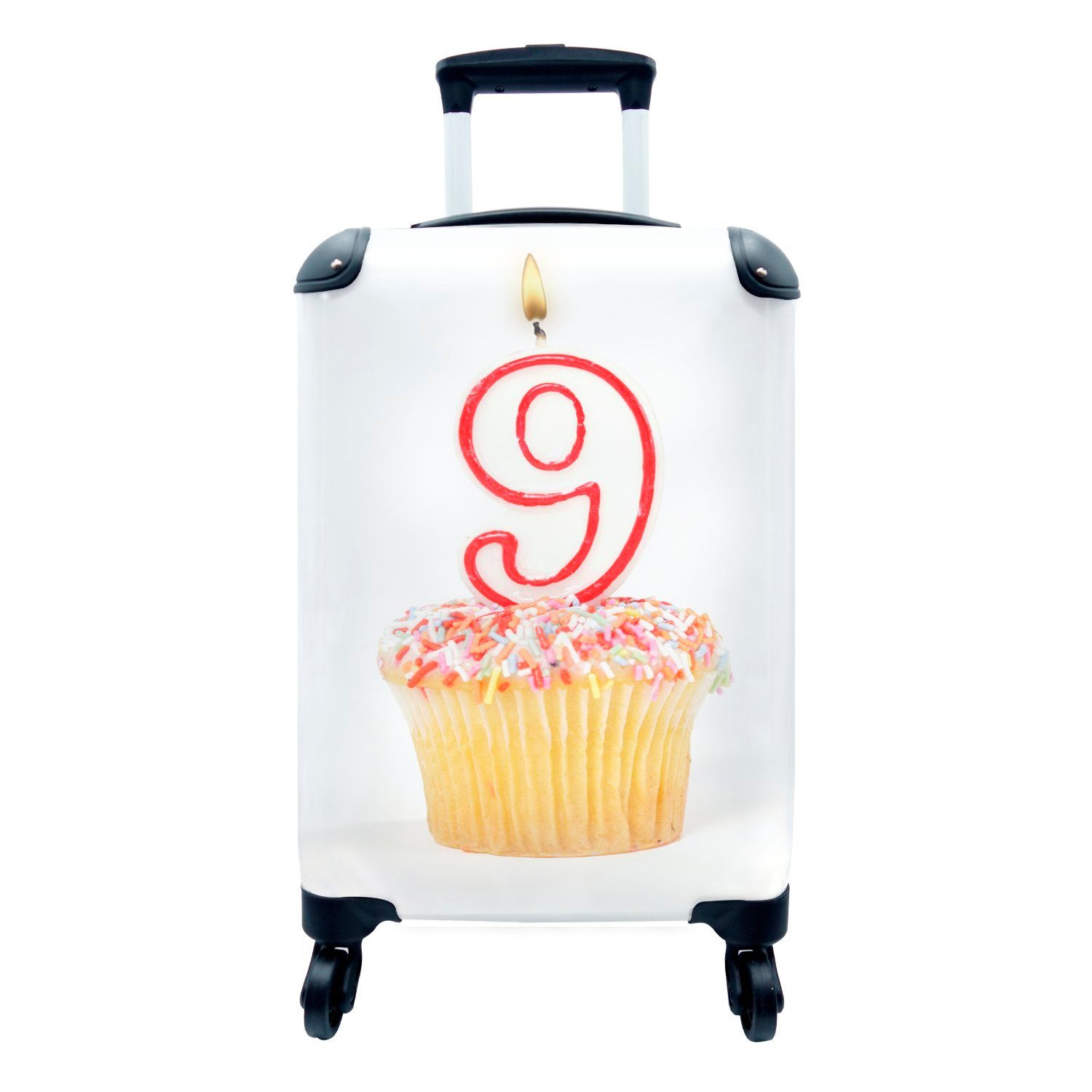 MuchoWow Handgepäckkoffer Nummer 9 auf einem Muffin, 4 Rollen, Reisetasche mit rollen, Handgepäck für Ferien, Trolley, Reisekoffer