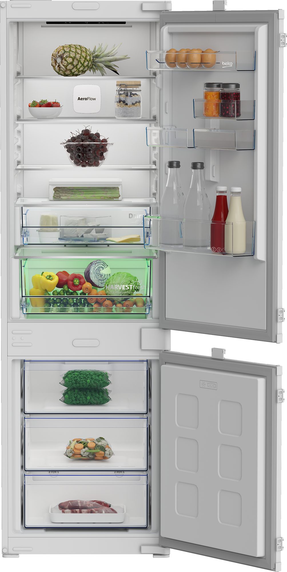 BEKO Einbaukühlgefrierkombination B7BCNA296HS, 177,5 cm hoch, 54 cm breit, Große Kapazität und HarvestFresh für Frische, die bleibt