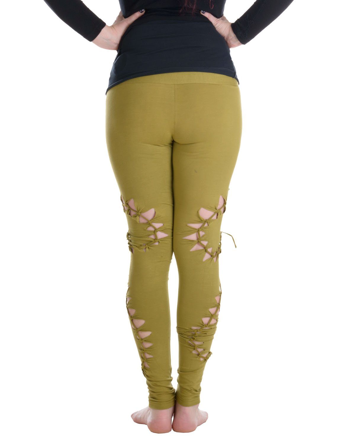 Vishes Leggings Geknüpfte Cutwork Leggings mit Spirale Goa, Ethno, Hippie Style