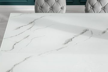 riess-ambiente Esstisch MODERN BAROCK 200cm grau / weiß (Einzelartikel, 1-St), Marmor-Design · Glasplatte · Edelstahl-Beine · bis 8 Personen
