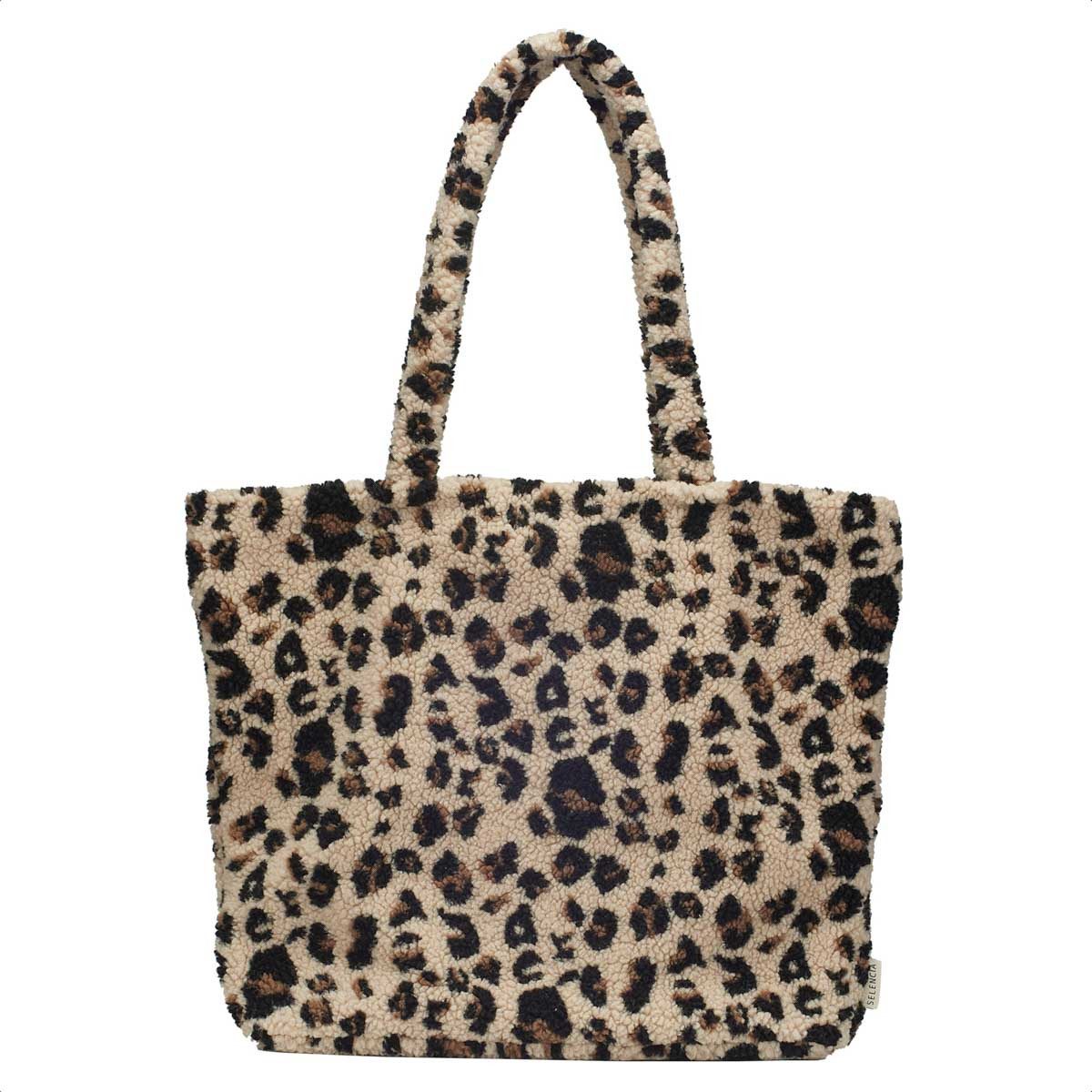 Laptoptasche Selencia Zaya Tote Bag - Teddy Laptoptasche 16 Zoll - Leopard
