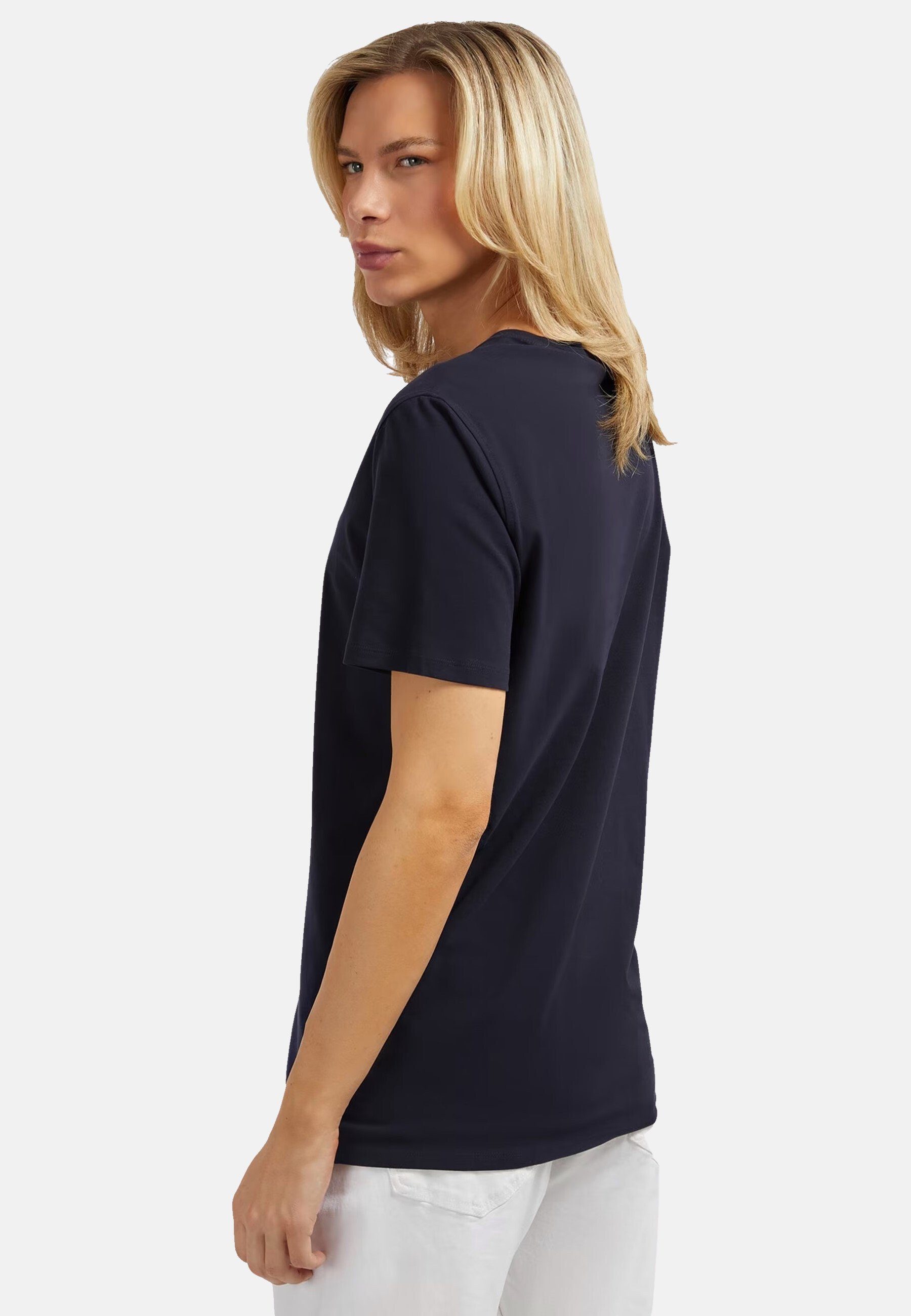 Guess T-Shirt Shirt Kurzarm T-Shirt BASIC PIMA mit (1-tlg) blau
