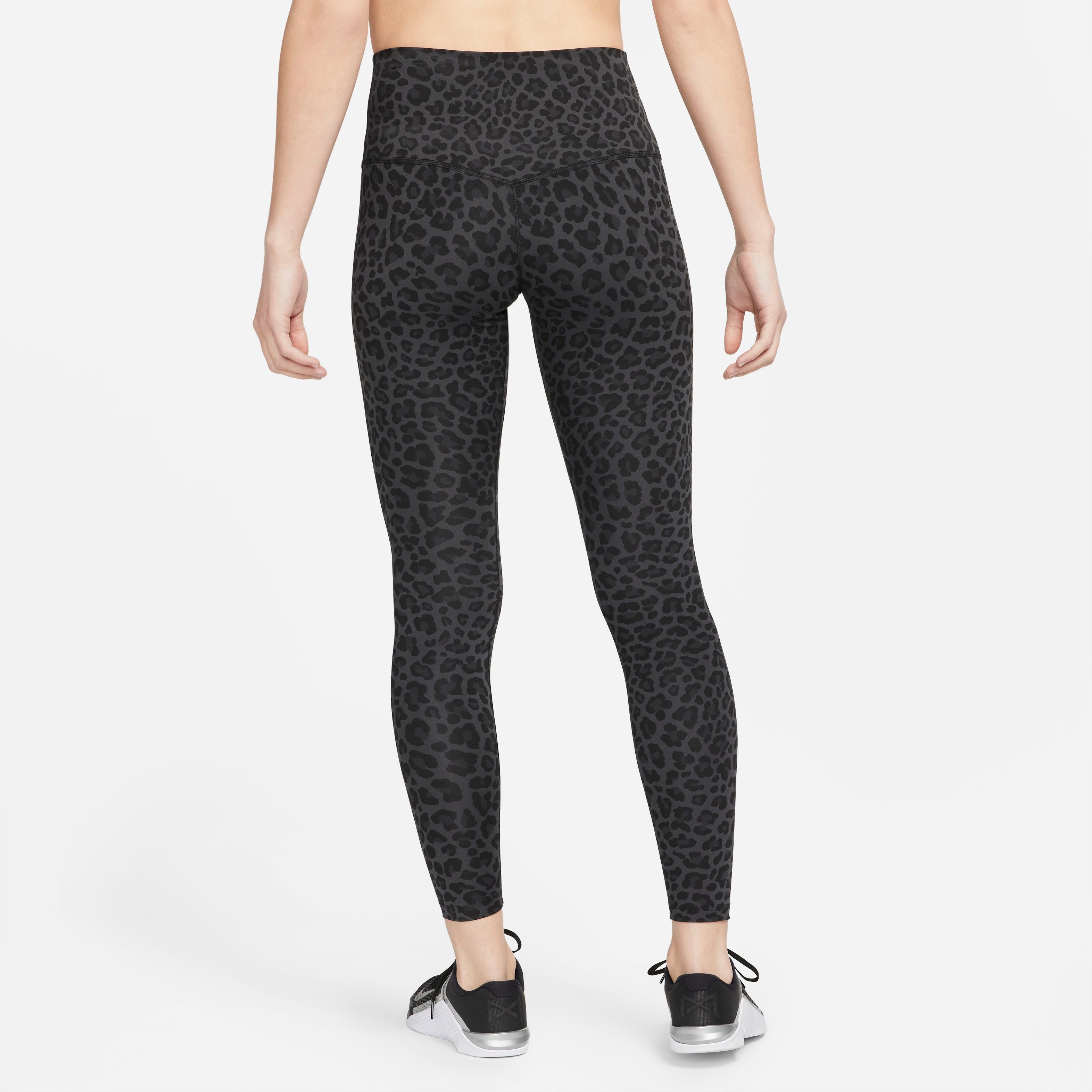 Nike Trainingstights Dri-FIT One Women's Printed High-Waisted Leggings DK SMOKE GREY/WHITE