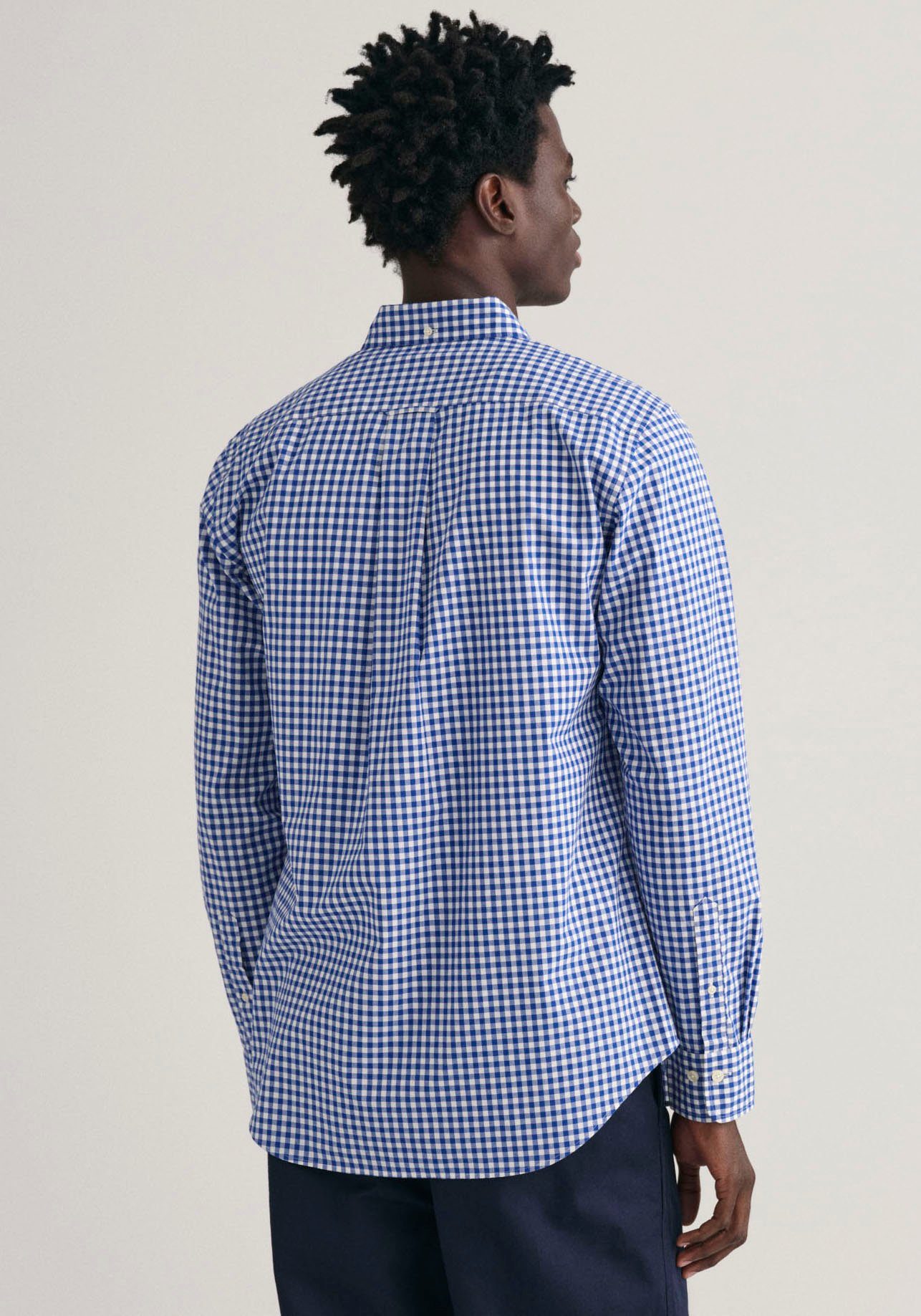 Gant mit SHIRT Brust REG GINGHAM college Langarmhemd auf blue POPLIN Logostickerei der