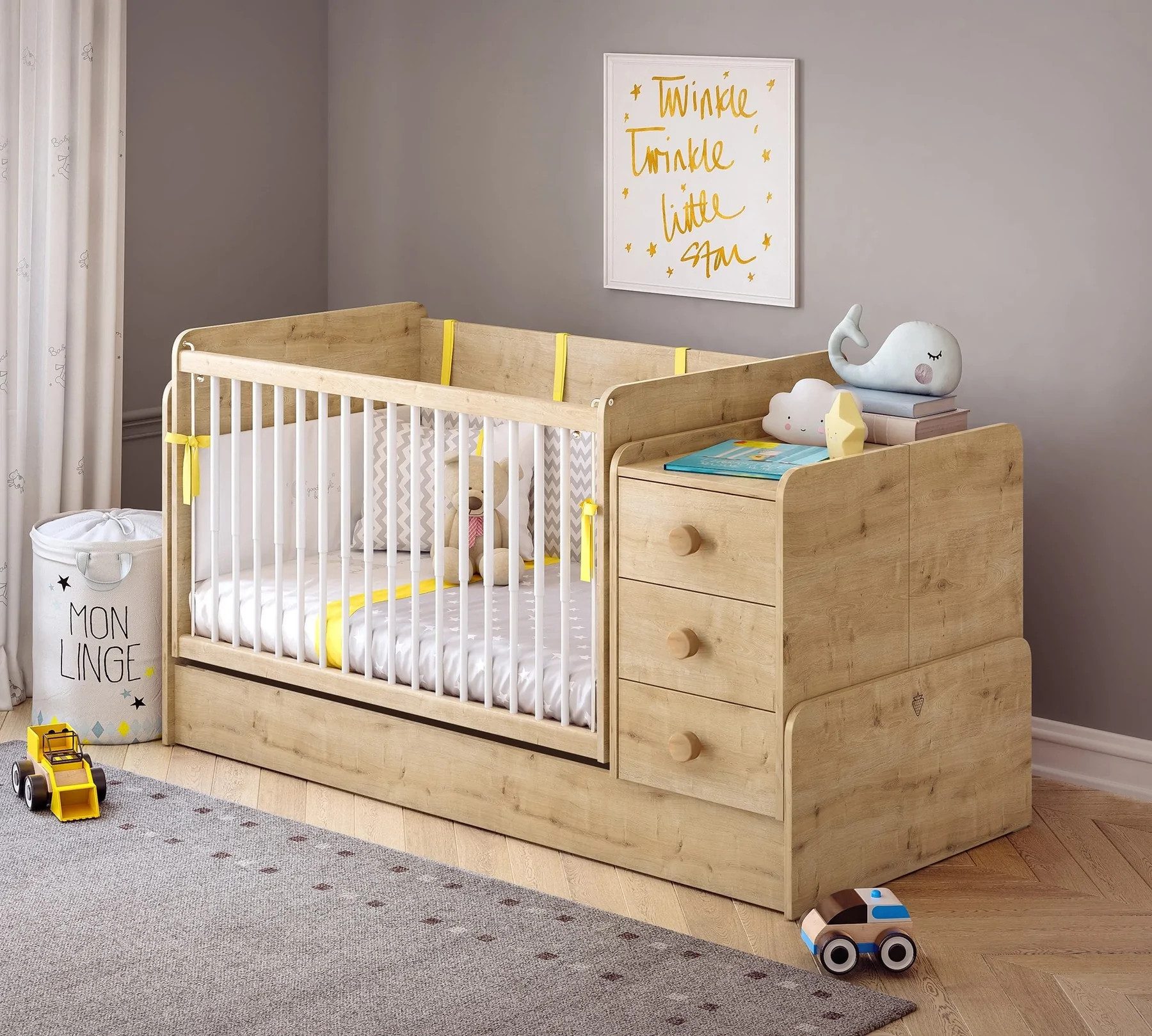 Möbel-Zeit Babybett mit Schaukelfunktion, umbaubar zum günstig online kaufen