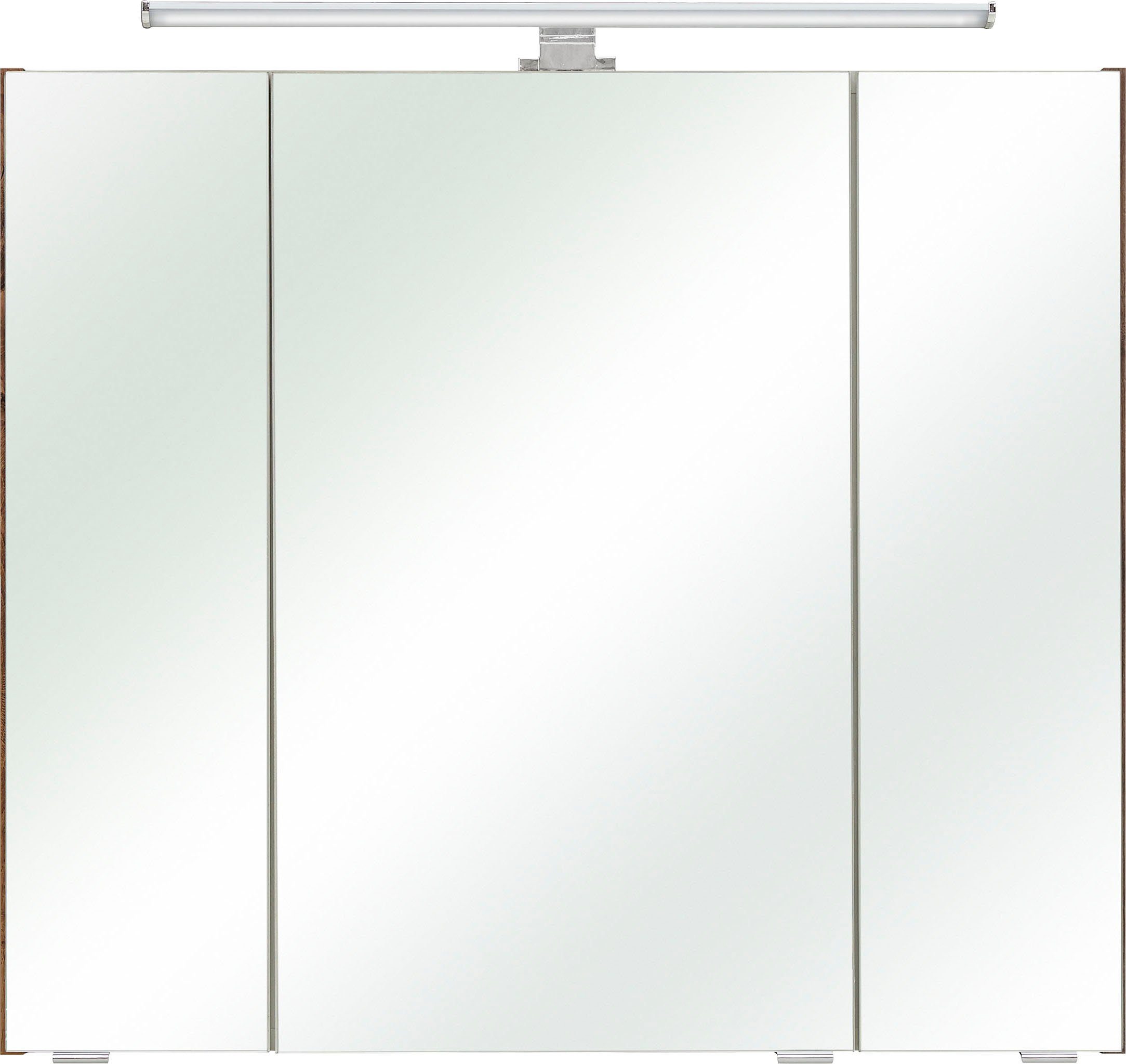 Spiegelschrank 3-türig, 80 PELIPAL Breite Quickset cm, Schalter-/Steckdosenbox LED-Beleuchtung,