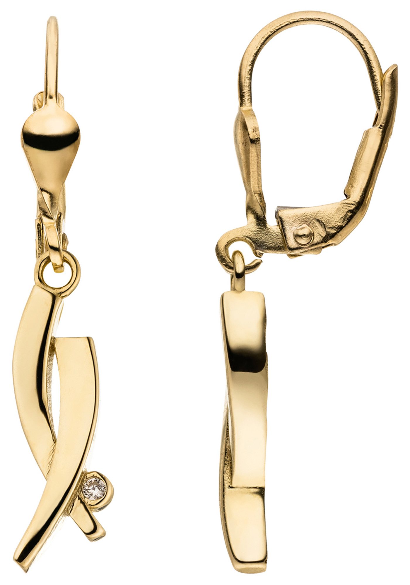 JOBO Paar Ohrhänger Ohrringe hängend 30 mm, 8 Karat 333 Gold mit 2 Zirkonia günstig online kaufen