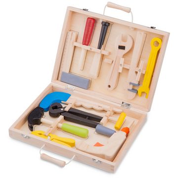New Classic Toys® Kinder-Werkzeug-Set Werkzeugkasten mit Werkzeug aus Holz groß 12 Teile für Kinder
