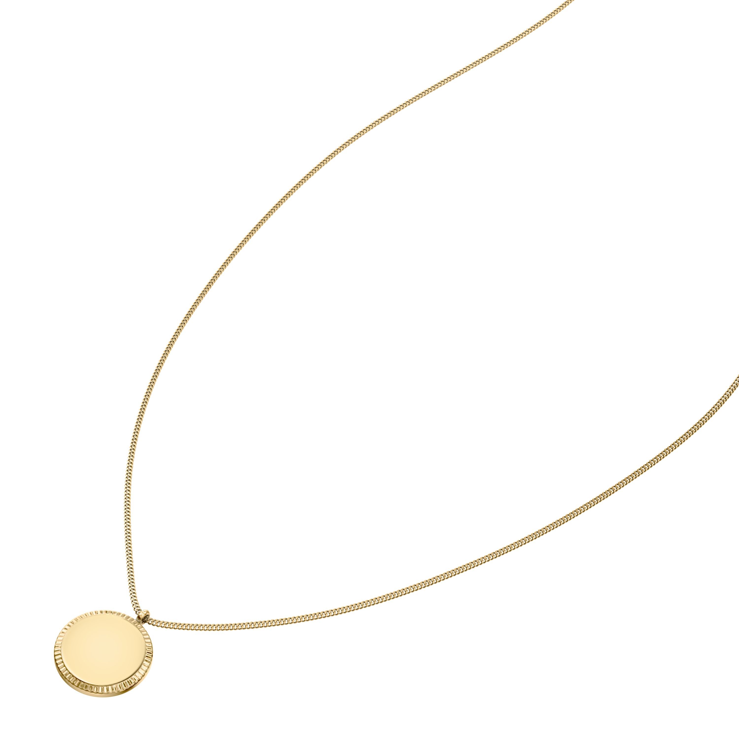 Fossil Kette mit Anhänger Schmuck Geschenk Edelstahl Halskette Kreis Scheibe Ellis