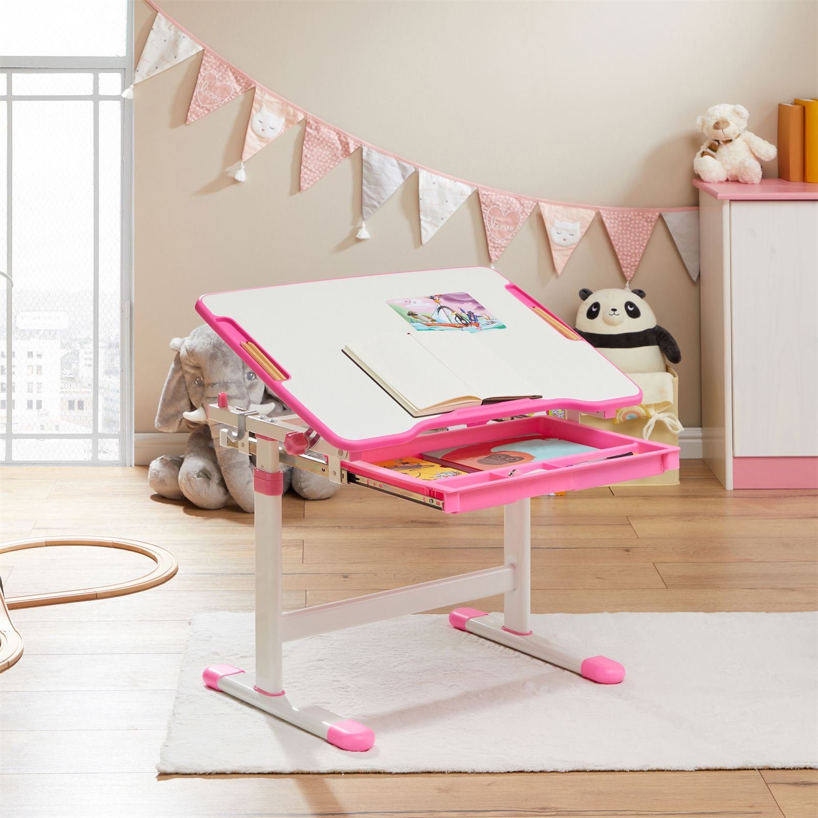 CARO-Möbel Kinderschreibtisch VITA, Kinderzimmer Schreibtisch neigbar Schub günstig online kaufen