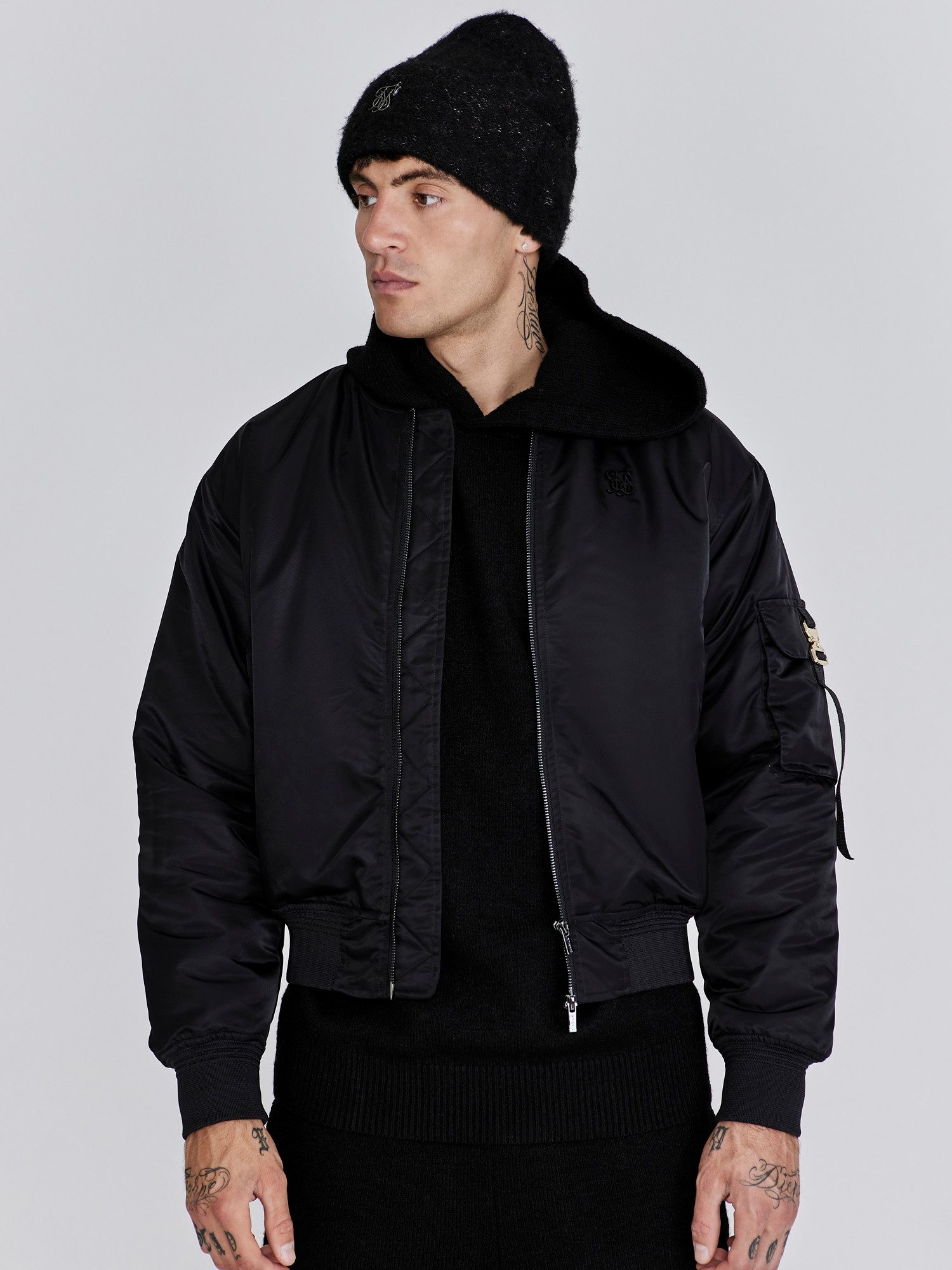 Siksilk Bomberjacke SikSilk Herren Schwarze Bomberjacke