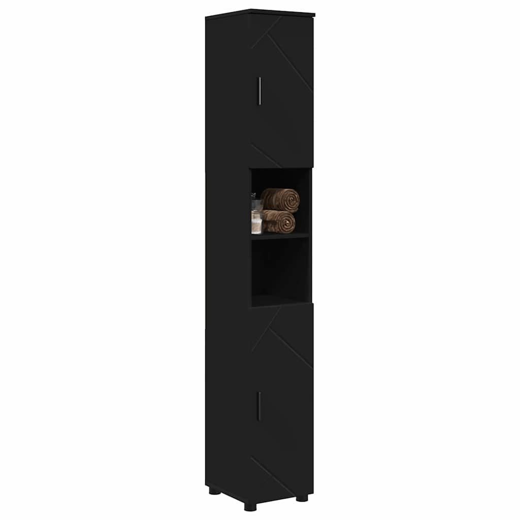 vidaXL Badezimmerspiegelschrank Bad hoher Schrank Schwarz günstig online kaufen