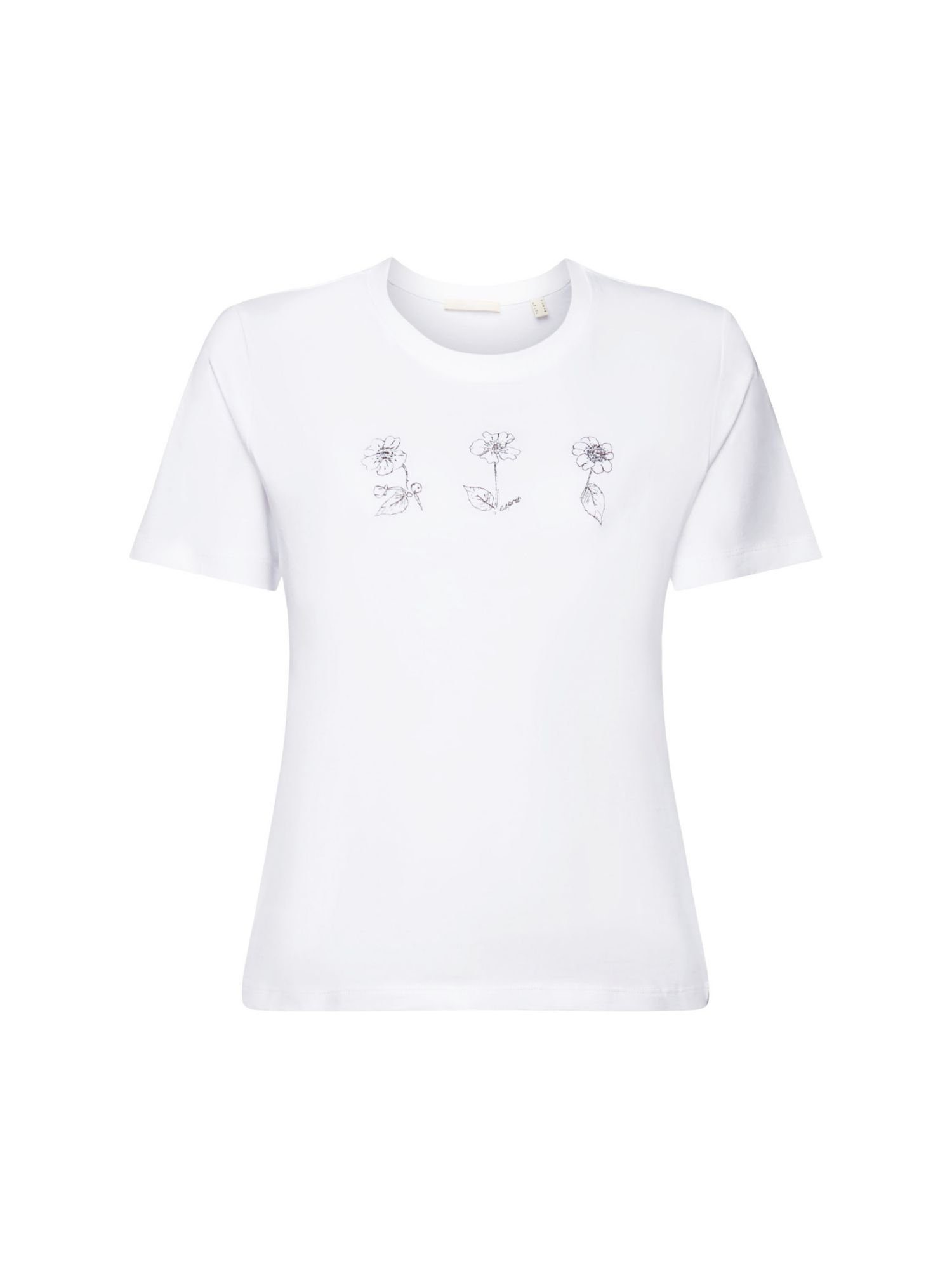 Esprit Baumwoll-T-Shirt WHITE Blumenprint T-Shirt edc mit (1-tlg) by