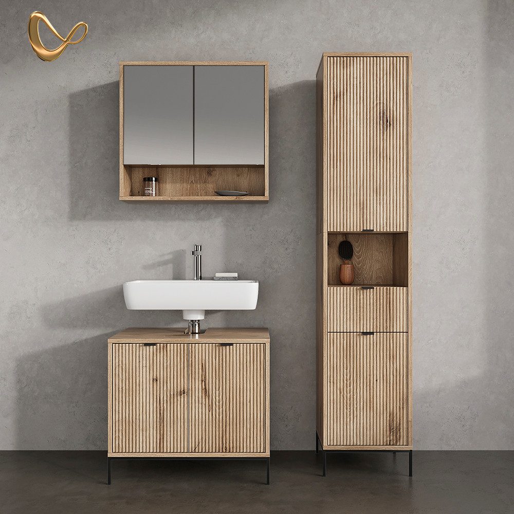Livinity® Hochschrank ATERNO, Viking Oak, 40 x 190 cm mit Tür und Schublade günstig online kaufen