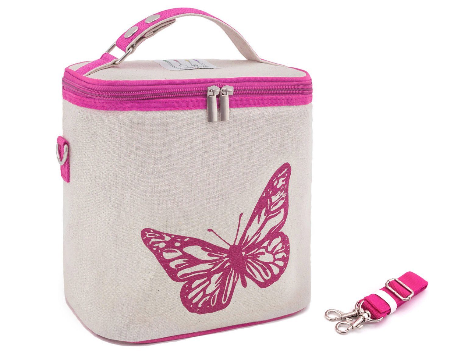 Mini Kühltasche „Pink-Butterfly“ Kühlbox Lunch Tasche Picknick-Tasche Beach  Bag Lunch Box Isoliertasche von der Marke PRECORN - PRECORN