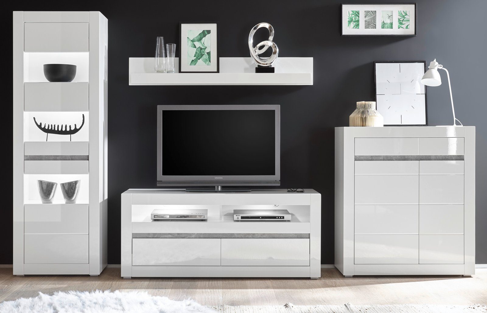 Furn.Design Wohnwand Nobile, (Wohnzimmer Set 4-teilig günstig online kaufen
