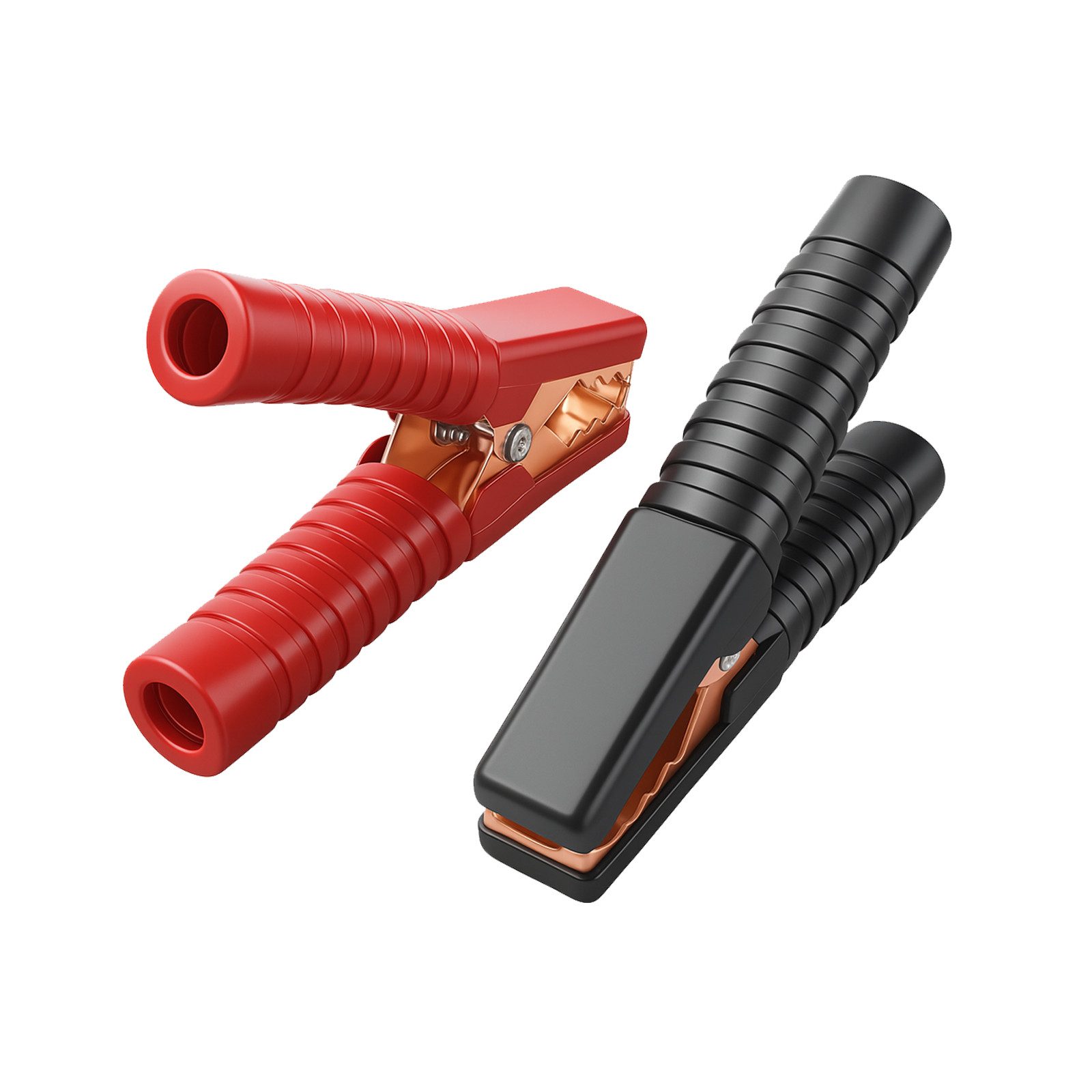 Bolwins Klemmen M60C Set 2x Batterie Krokodilklemmen Klemmen Clip Auto Starthilfekabel, (Klemmenset, 2-St., rot + schwarz), isolierte PVC-Griffe, Kupferzähne für hohe Leitfähigkeit