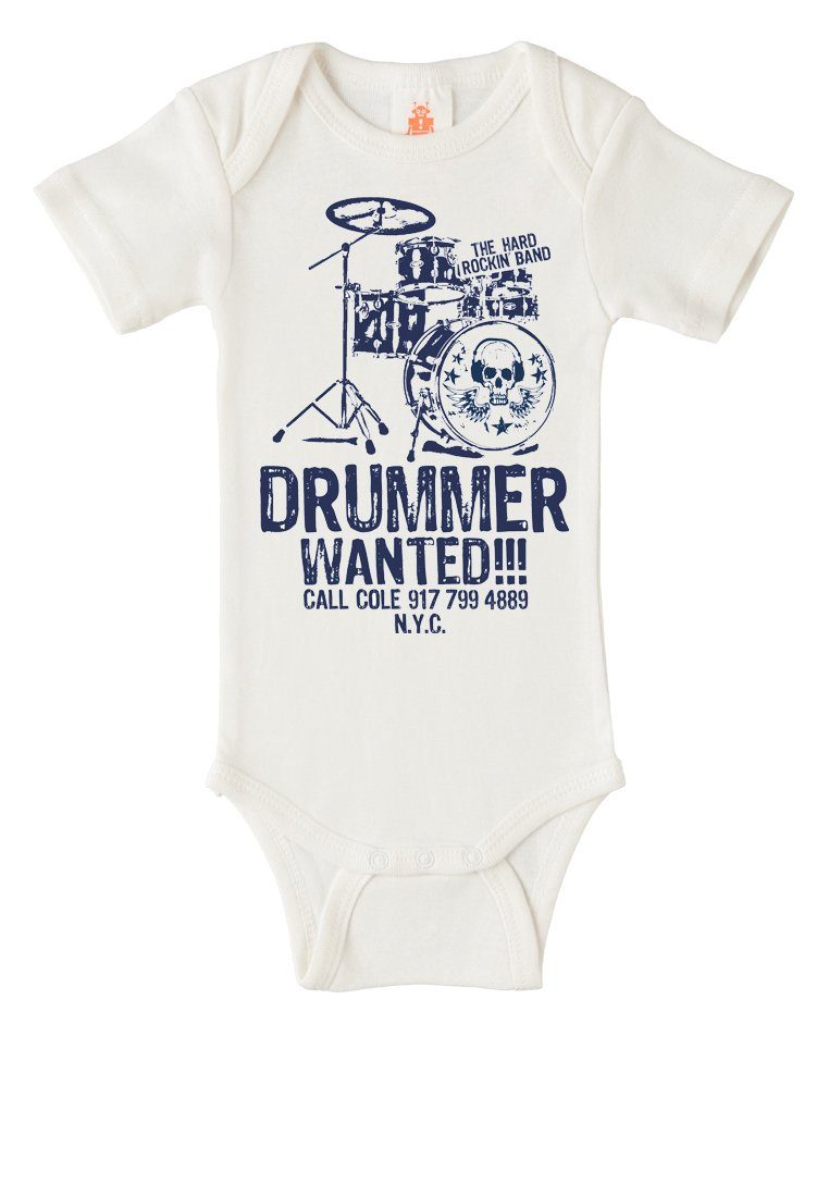 LOGOSHIRT Body Drummer Wanted mit coolem Motiv weiß