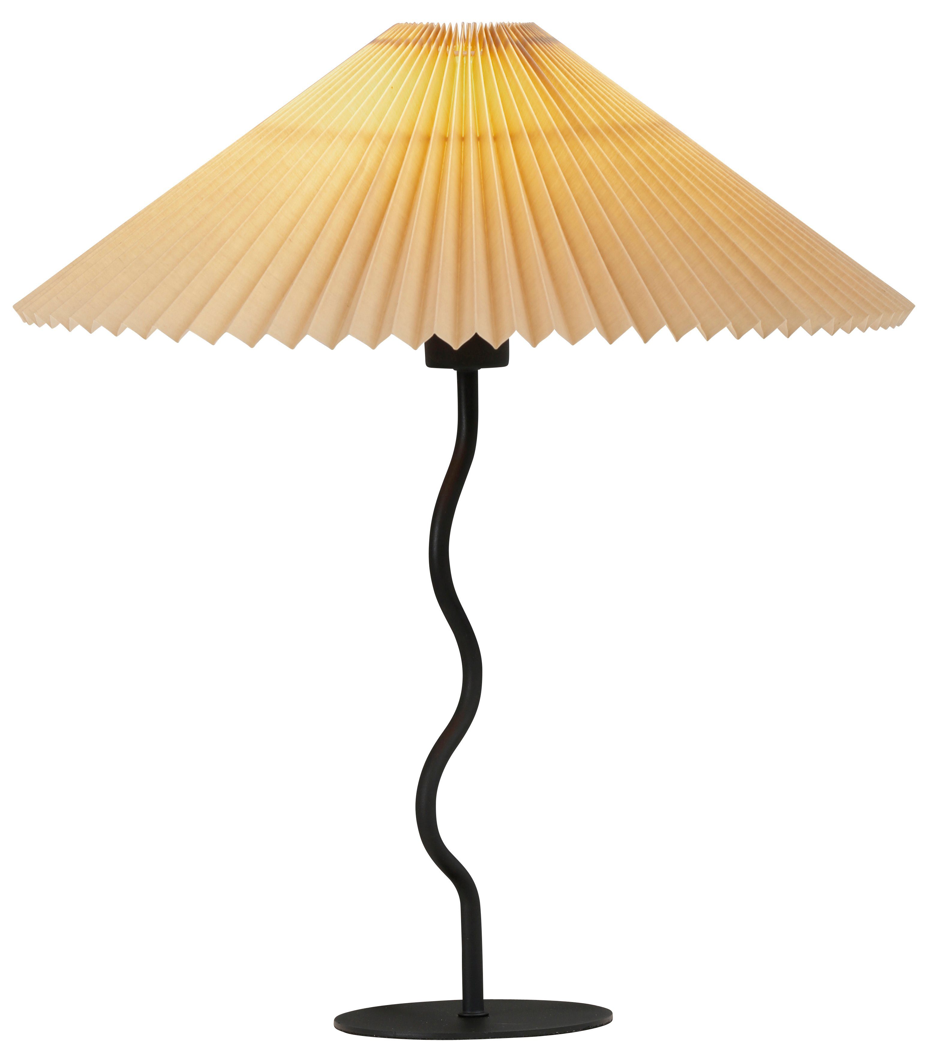 Letty, Optik Plisseeoptik Tischlampe, LeGer Tischleuchte Papierlampe by Home in Lena Stoffschirm Leuchtmittel, ohne schwarz/beige Sonnenschirm Gercke