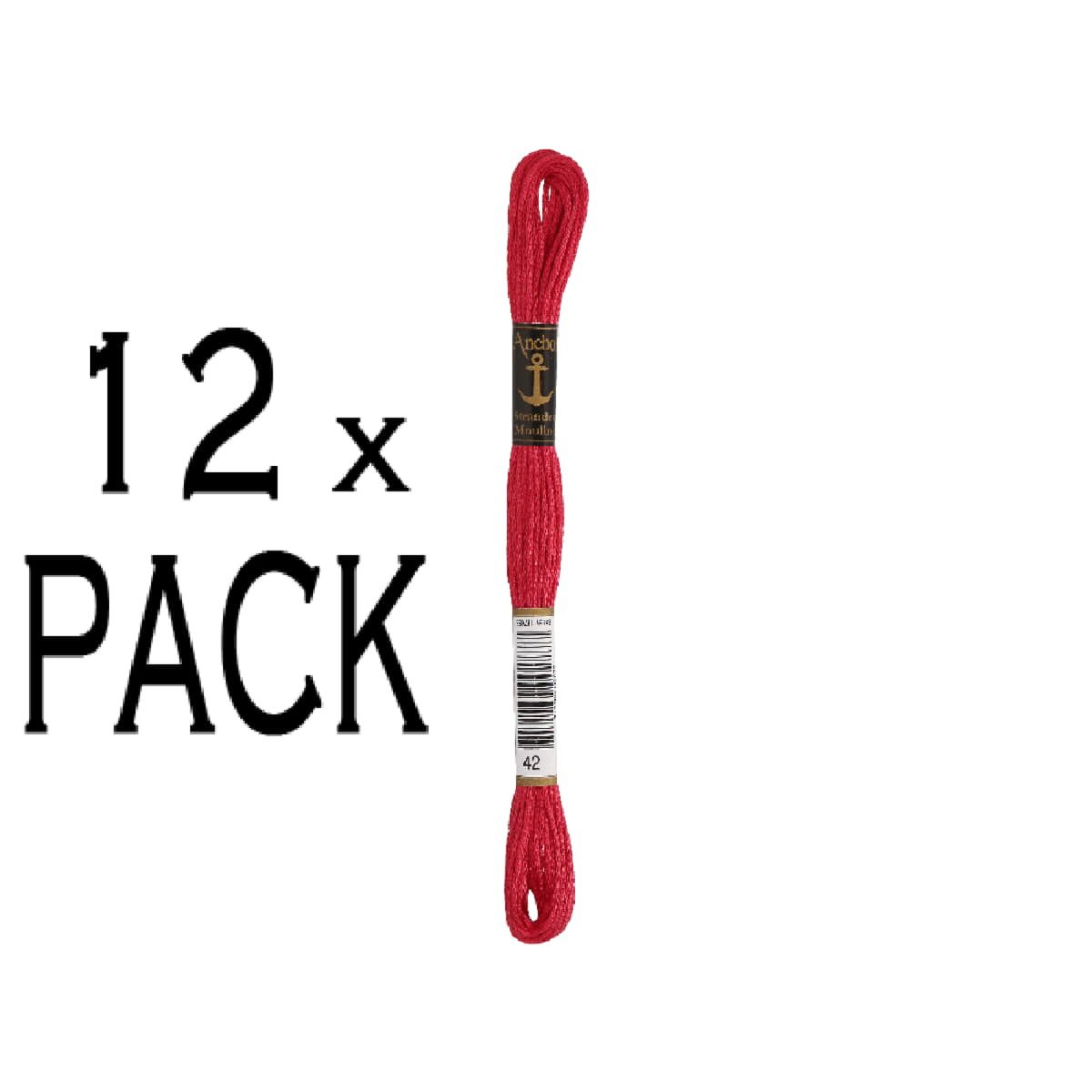Anchor Kreativset 12x Anchor Sticktwist 8m, pink dunkel, Baumwolle, Farbe 42, 6-fädig, V, (embroidery kit by Marussia)