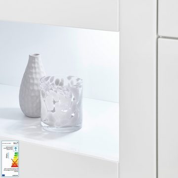 Lomadox Hängeschrank CLAVI-61 Hängevitrine in Hochglanz weiß, mit LED-Spots, B/H/T : 92/50/35 cm