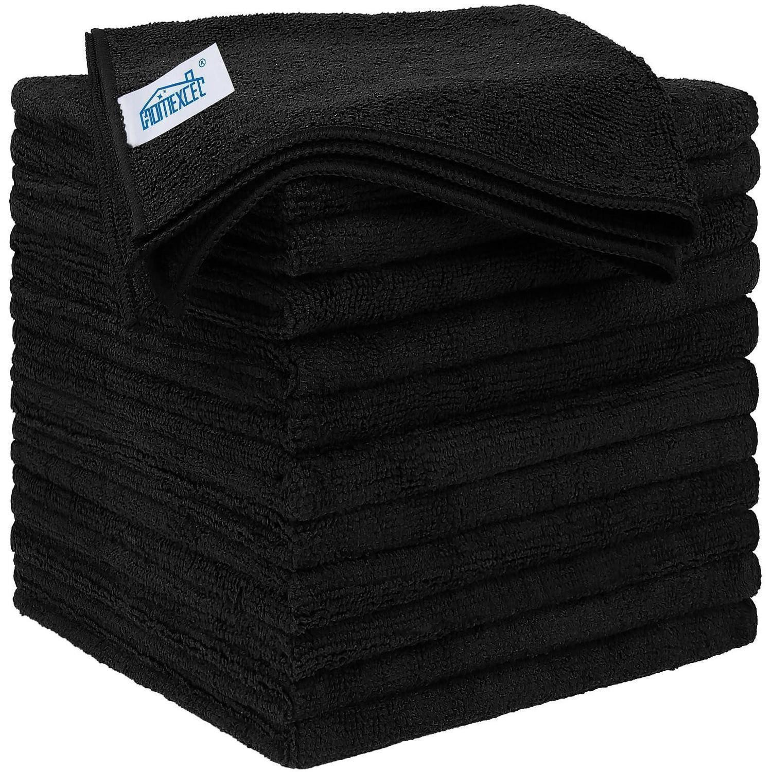LuxusKollektion Mikrofasertücher 12er fusselfrei waschbar 32x32cm Küche Schwarz Mikrofasertuch