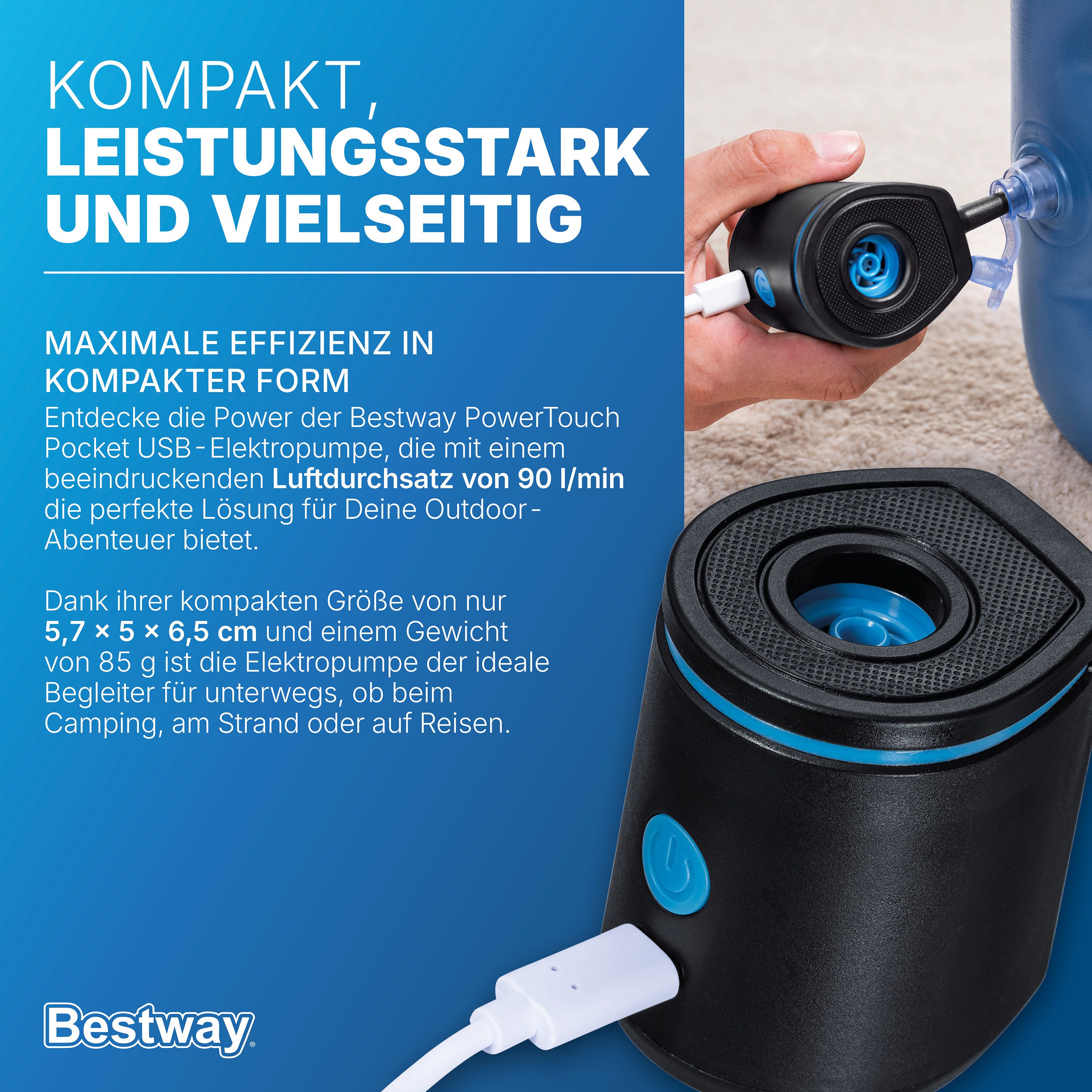 Bestway Elektropumpe PowerTouch Pocket™ (Packung, 1-tlg., 90 l/min), max. Druck 0,029 Bar