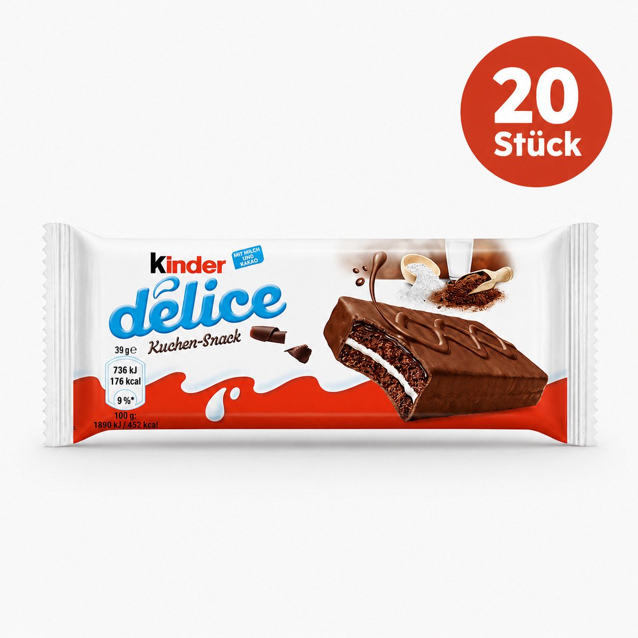 kinder Schokolade Ferrero Kinder Delice Kuchenriegel, 20 x 39 g Vorratspack